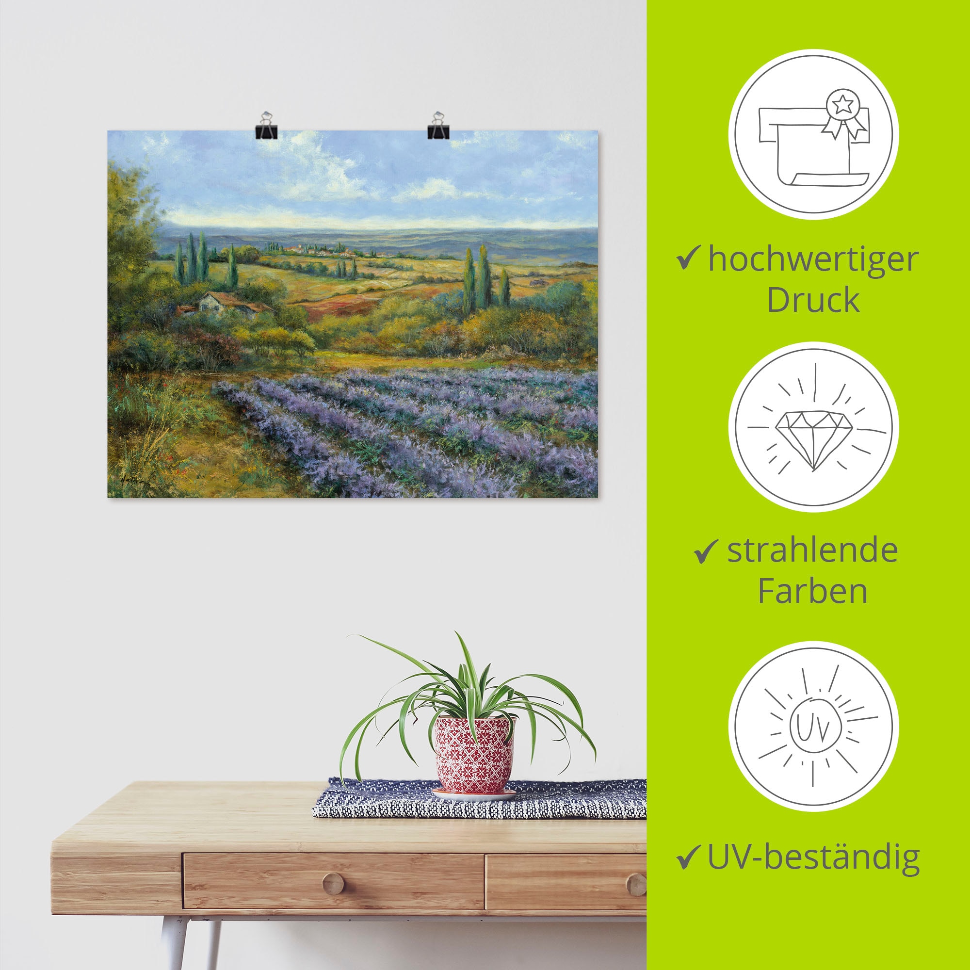 Artland Wandbild »Lavendelfelder in der Provence«, Europa, (1 St.), als Leinwandbild, Poster, Wandaufkleber in verschied. Größen