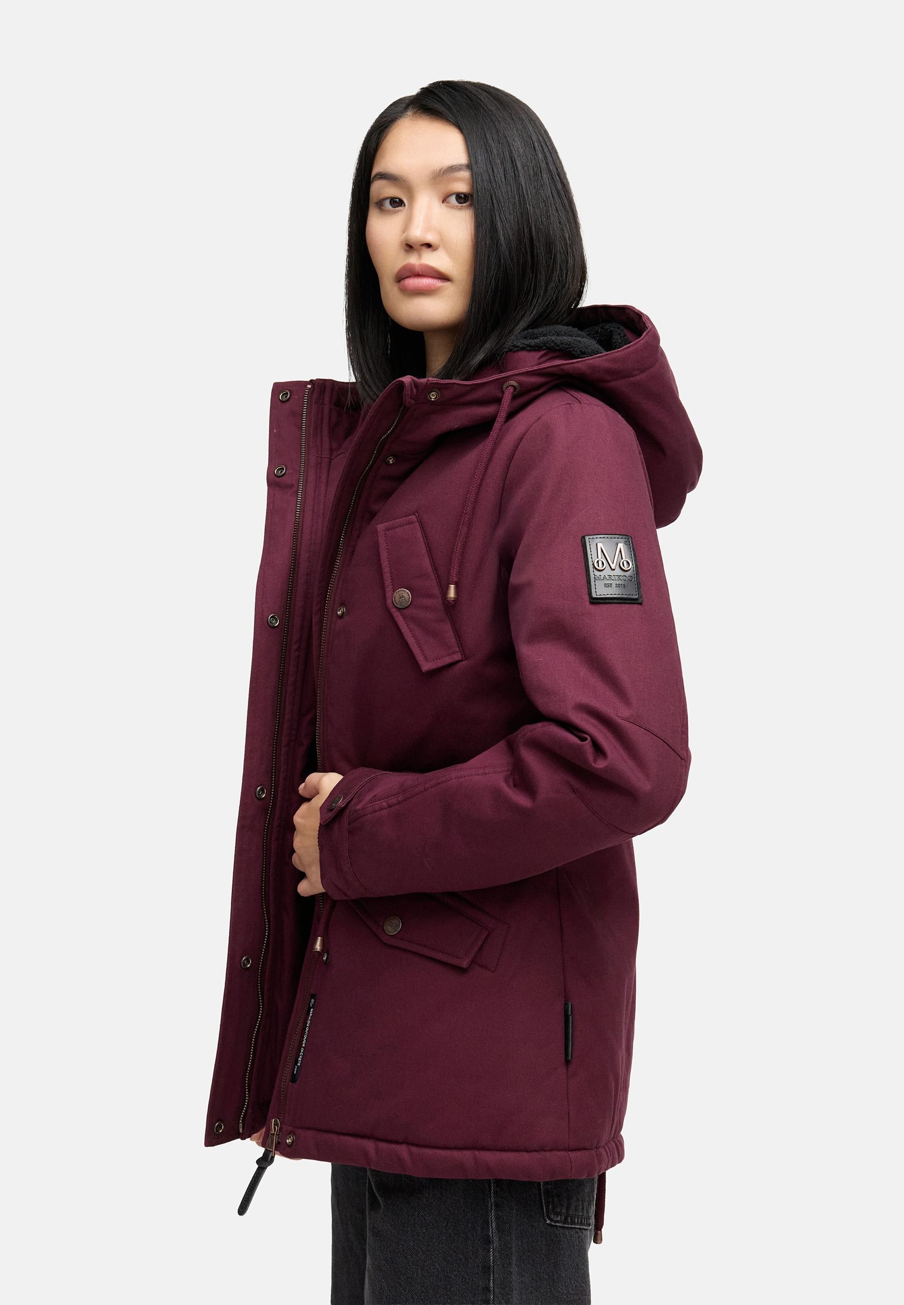 Marikoo Winterjacke »Manolya«, mit Kapuze, stylischer Kurzmantel mit weichem Teddyfell-Futter