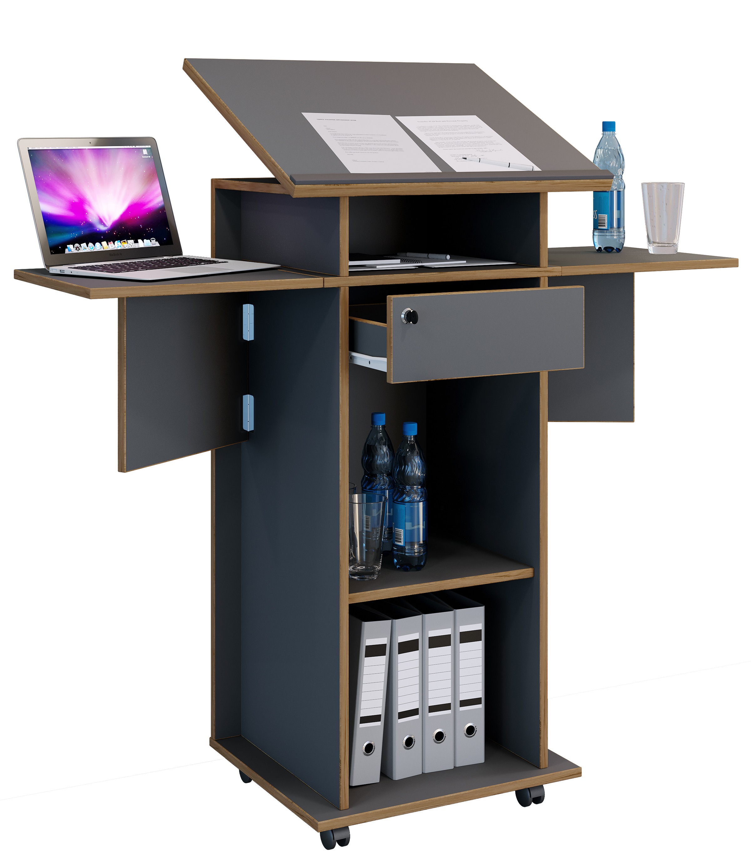 VCM Stehpult "Holz Stehpult Rednerpult Stehtisch Rollen Salia" 1 Stk. tlg.