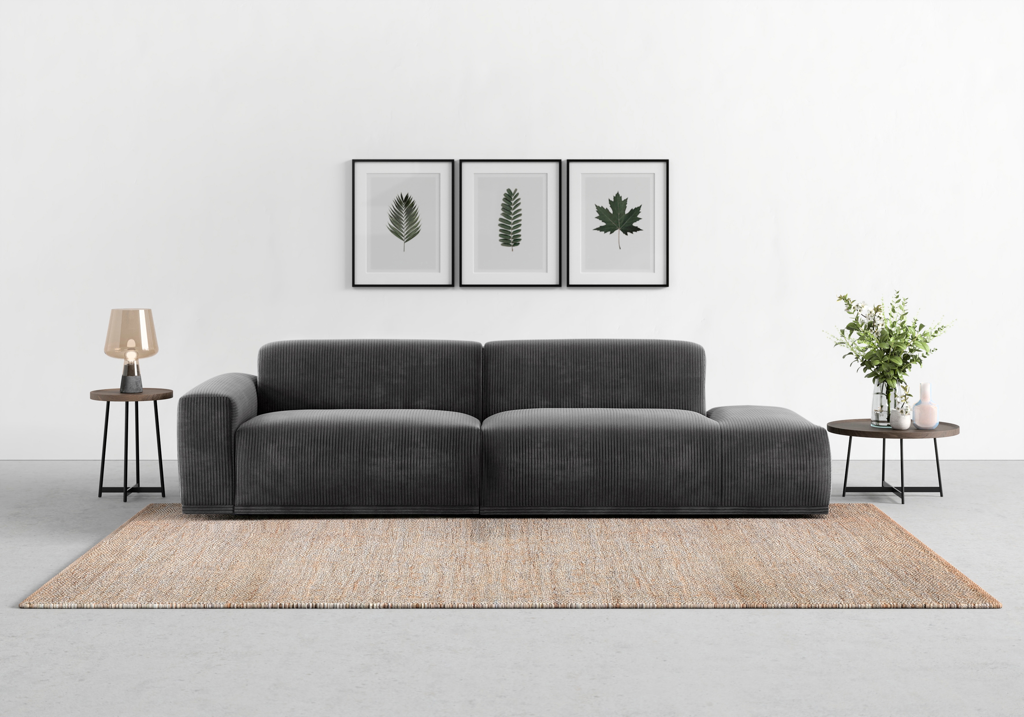 TRENDMANUFAKTUR Big-Sofa "Braga, mit hochwertigem Kaltschaum, Megasofa, Japandi-Design" modernes Big-Sofa, Couch mit hohem Sitzkomfort, 277/72/107 cm (B/H/T)
