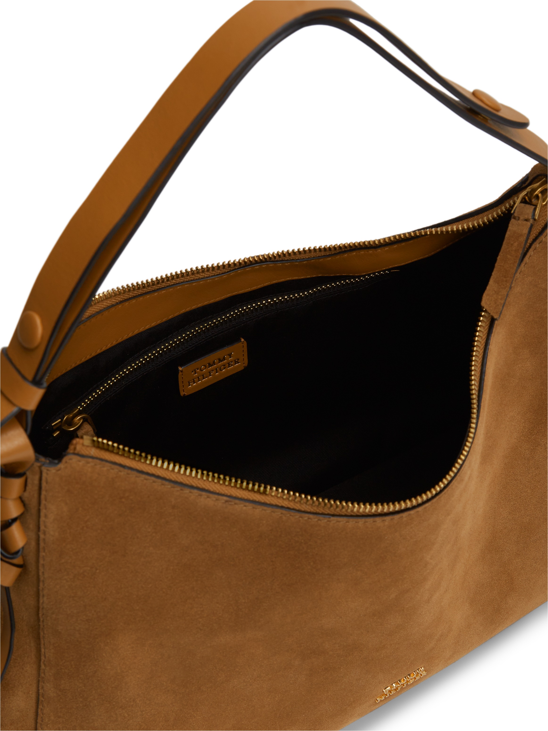 Tommy Hilfiger Schultertasche »TH STATEMENT SHOULDER BAG SUEDE« Damen Umhängetasche, Handtasche mit Logoschriftzug