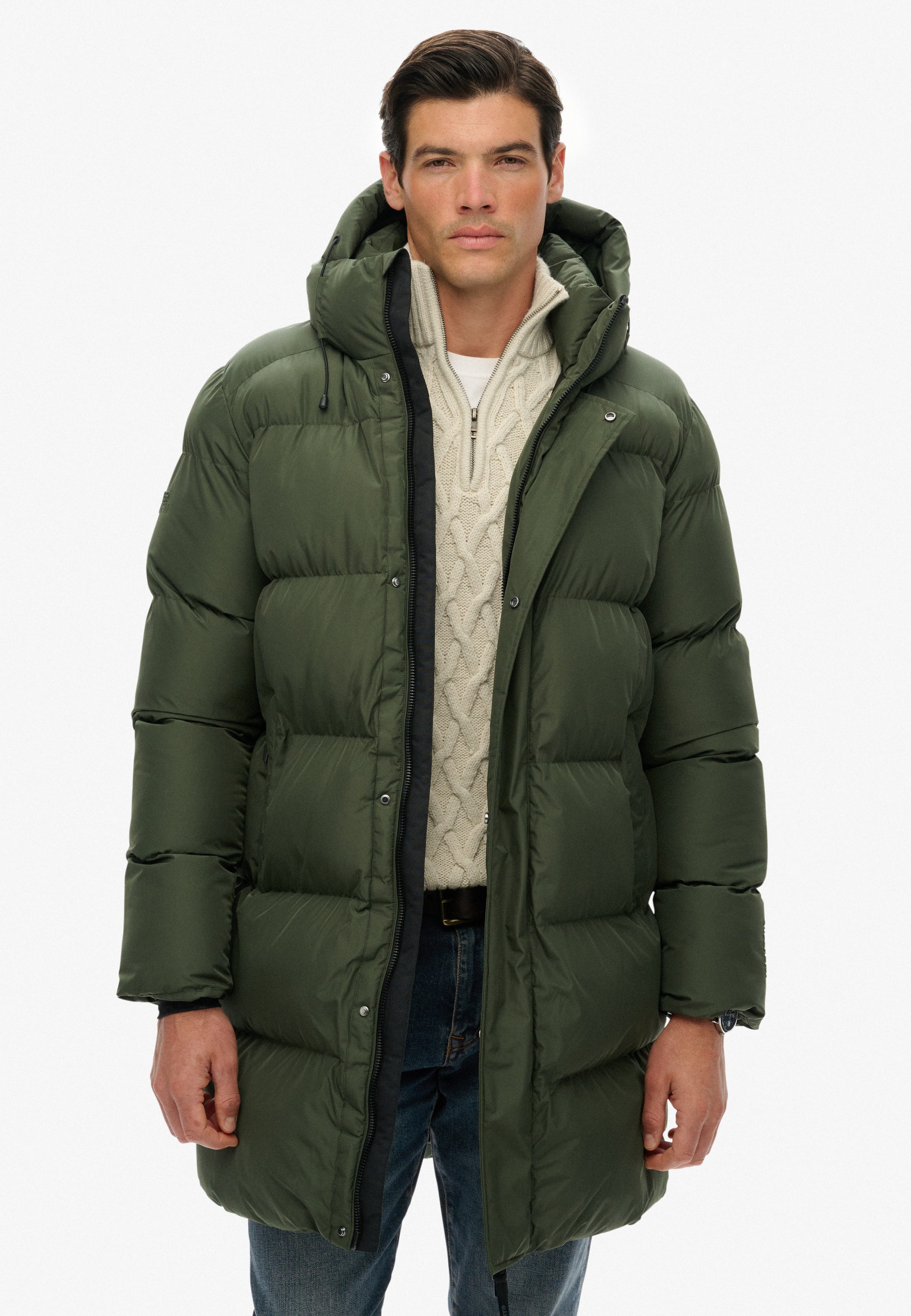 Superdry Steppjacke "HOODED SPORTS PUFFER MID JKT" mit Kapuze Kunstfaser, r günstig online kaufen