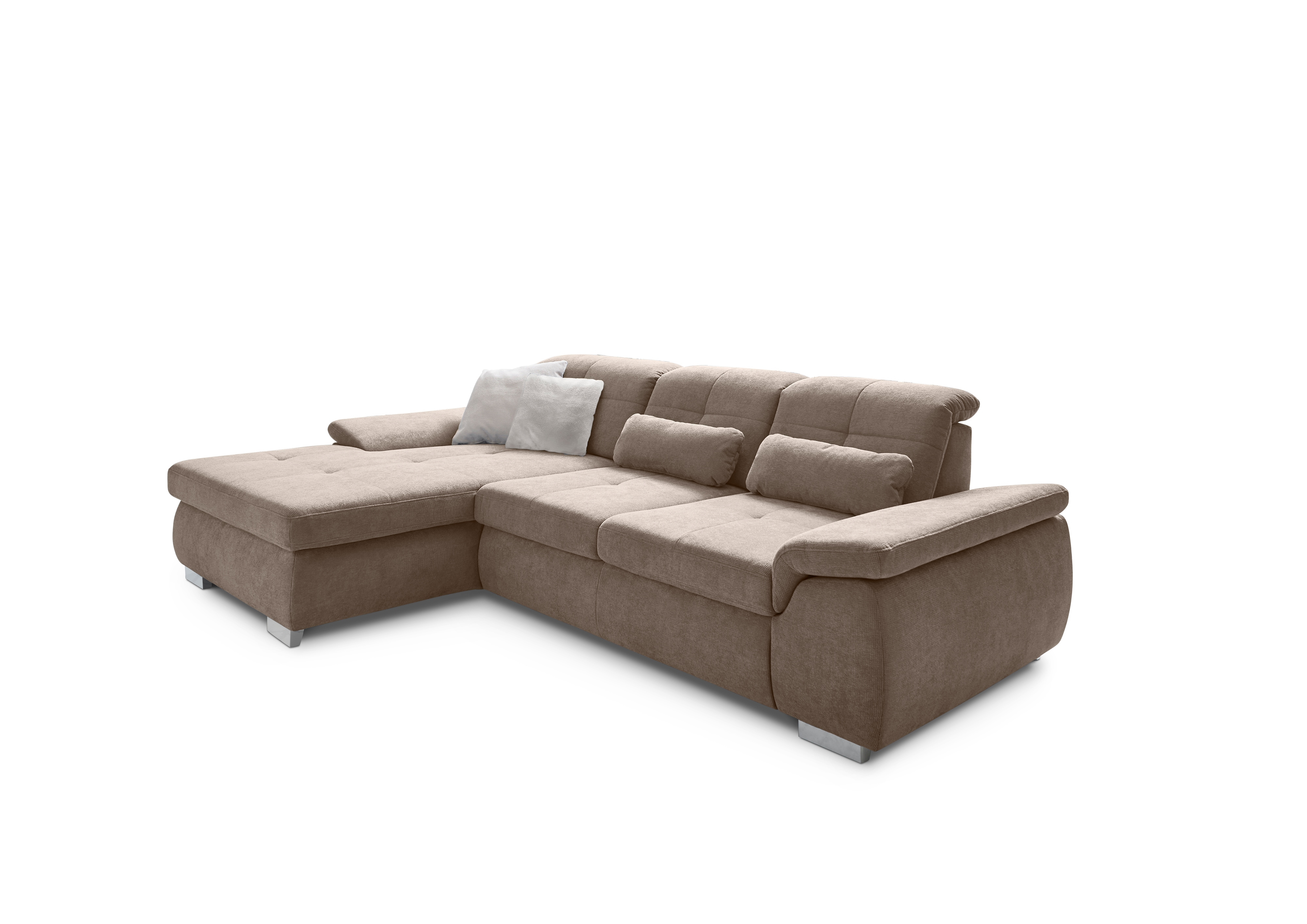 Die PlanBar Ecksofa "MP-IN16037 L-Form, Breite 289 cm, mit Kaltschaum-Polsterung" mit Sitztiefenverstellung & Zierkissen
