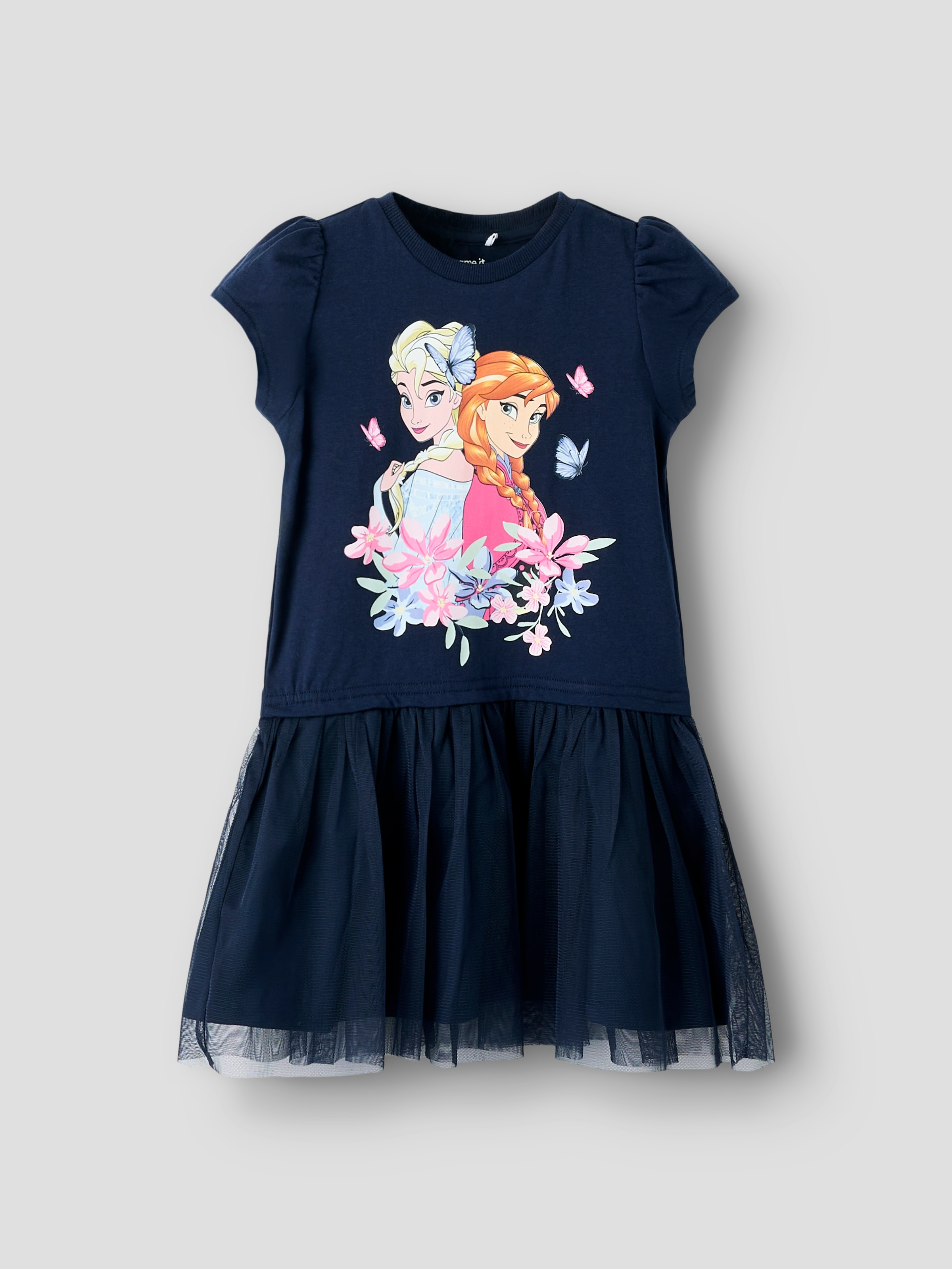 Name It Jerseykleid »NMFMEMMA FROZEN SS TULLE DRESS LNOOS WDI« Materialmix, regular fit