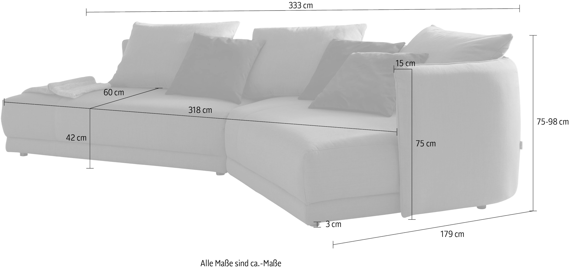 designwerk Ecksofa »New York, extravagantes Designsofa mit tollem Sitzkomfort, L-Form«, mit moderner Rundung im Korpus