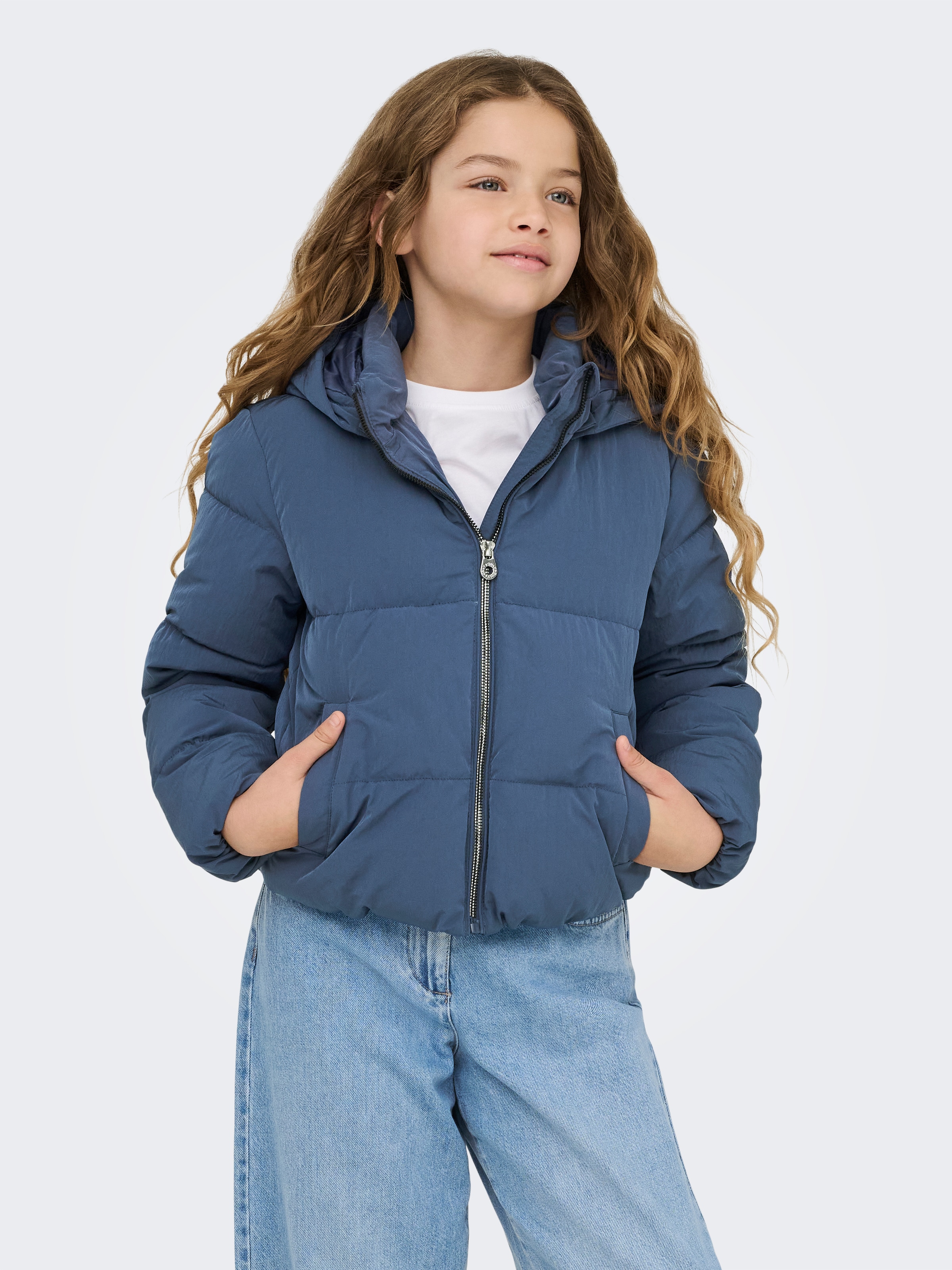 KIDS ONLY Steppjacke "KOGDOLLY SHORT PUFFER JACKET OTW" mit Kapuze mit abnehmbarer Kapuze