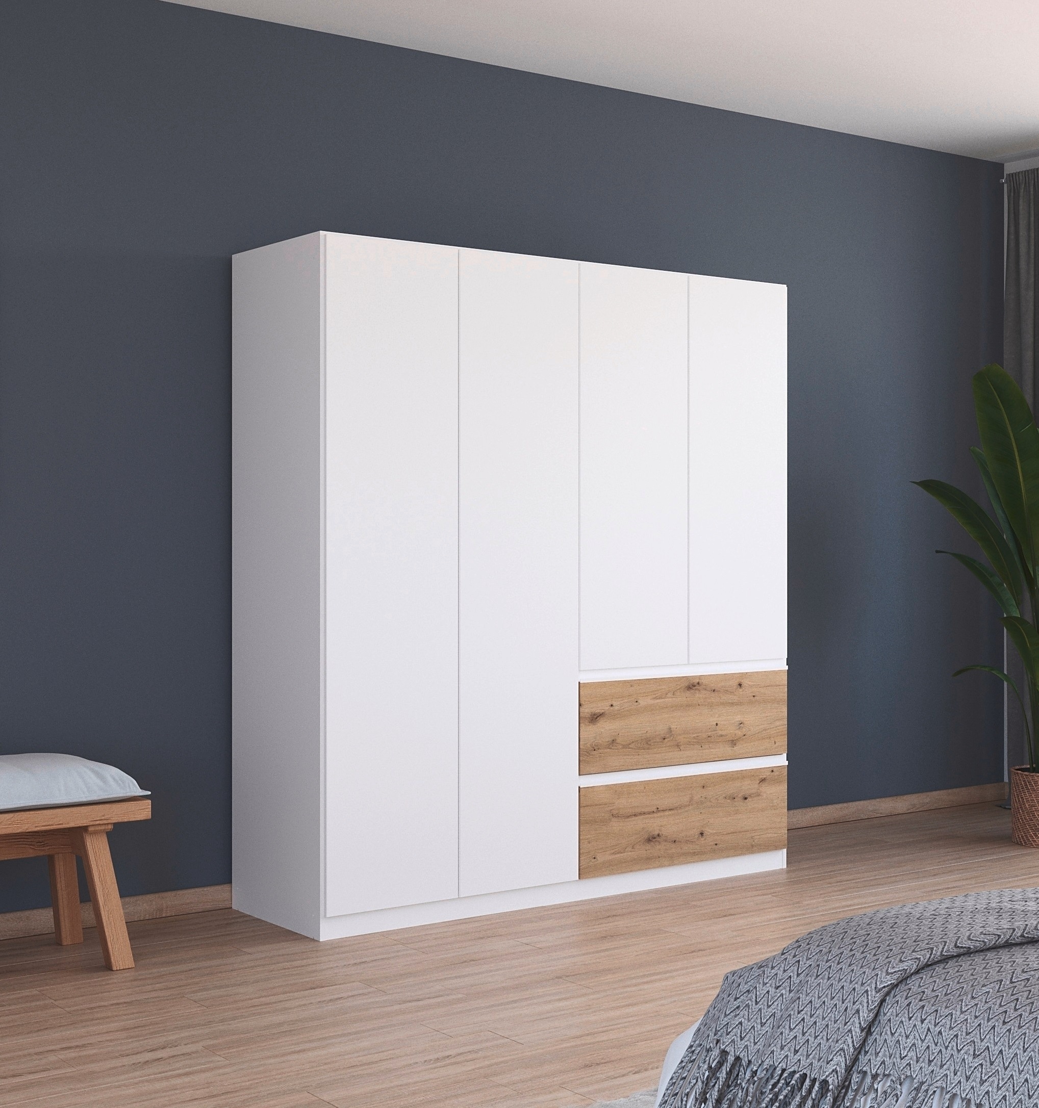 rauch Drehtürenschrank »Kleiderschrank Schrank Garderobe Wäscheschrank COSTA in 3 Breiten«, viel Platz, grifflose Front und Push-to-Open Funktion MADE IN GERMANY