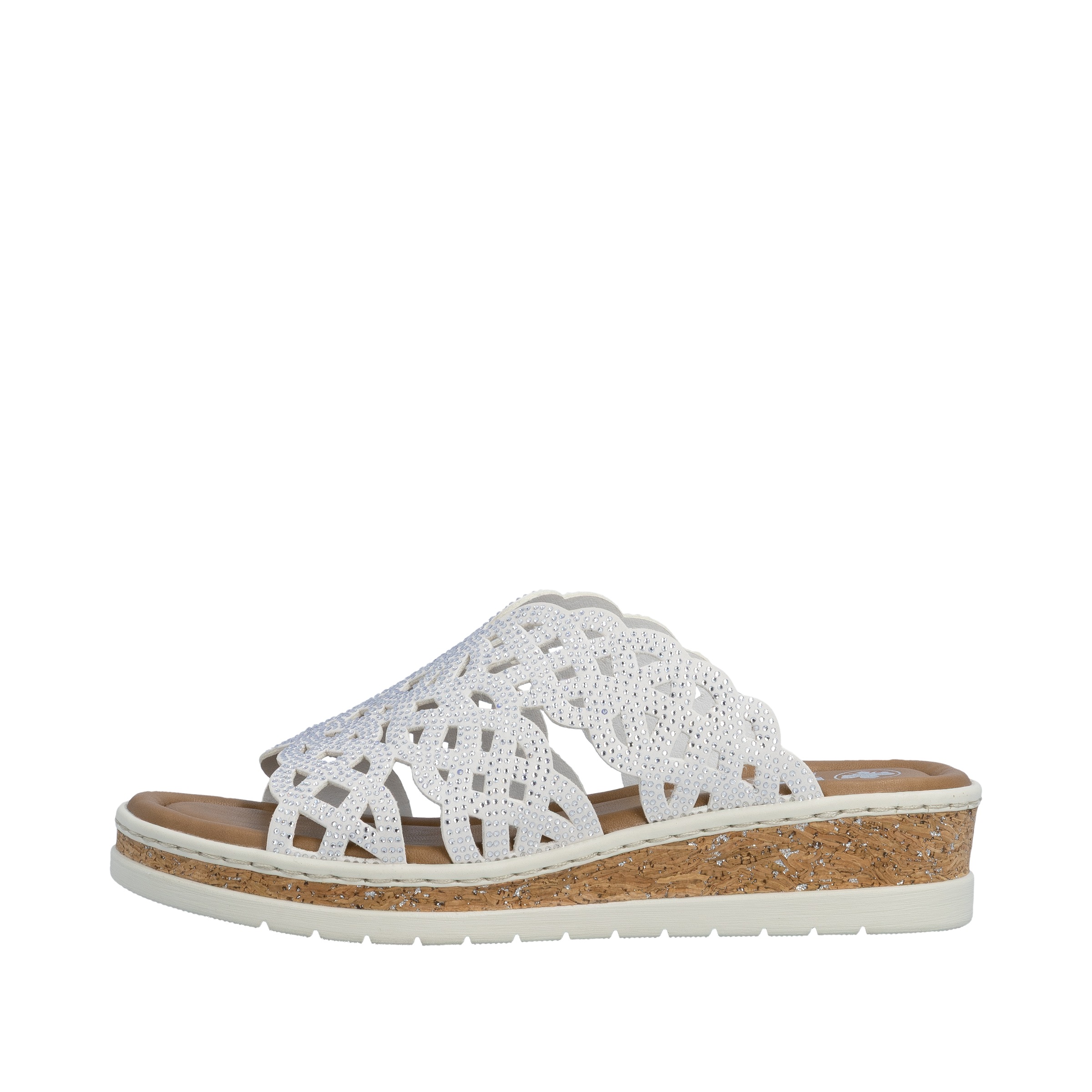 Rieker Pantolette  Sommerschuh, Hausschuh, Keilabsatz, mit Glitzersteine