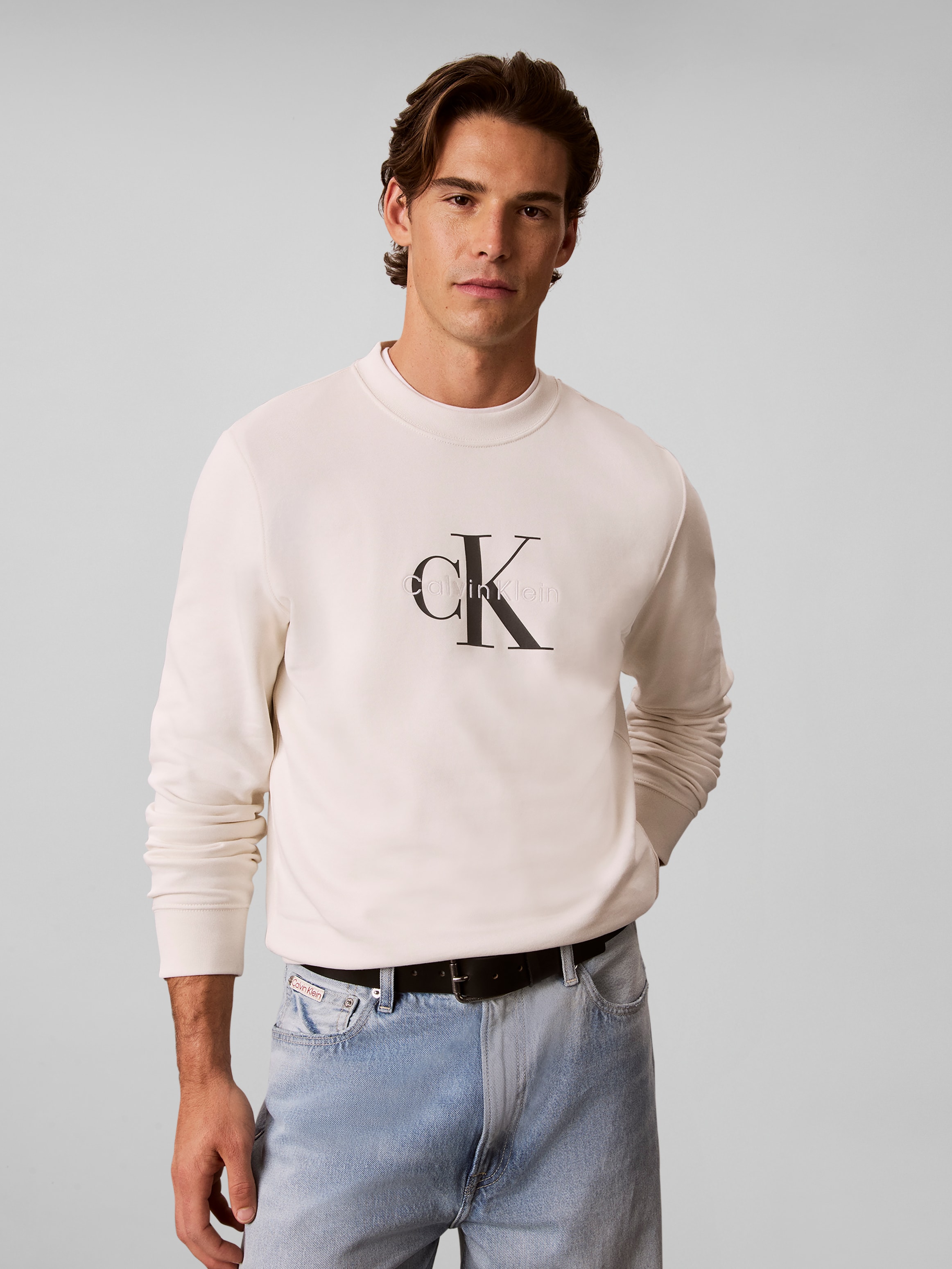 Calvin Klein Jeans Sweatshirt, Rundhalsausschnitt, Regular Fit, großer Logo-Print