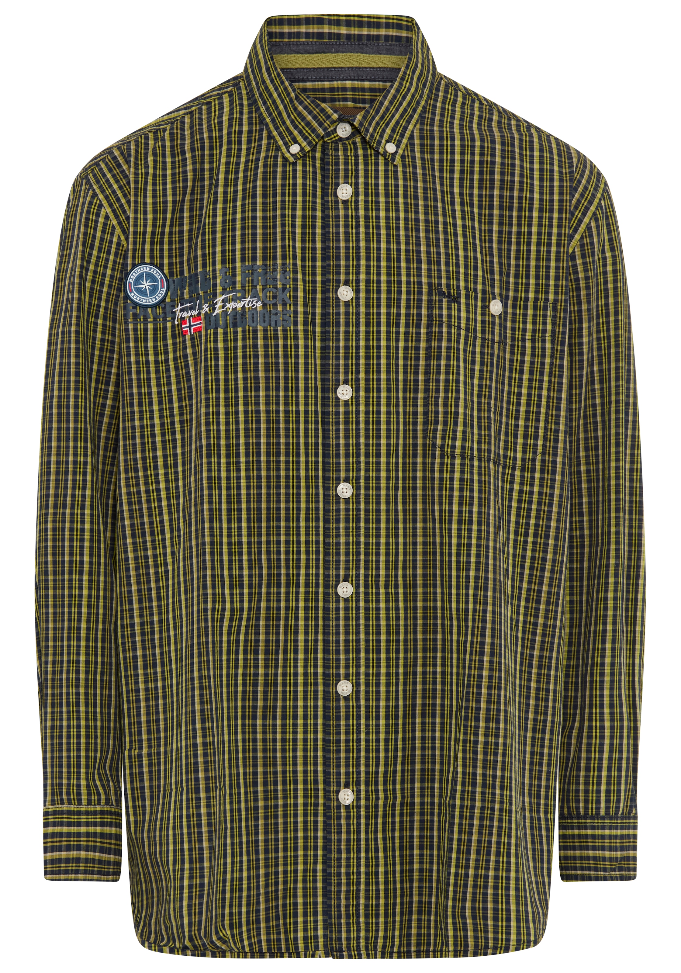Man's World Plus Karohemd Regular Fit, normale Länge, aus Baumwolle, Langarm