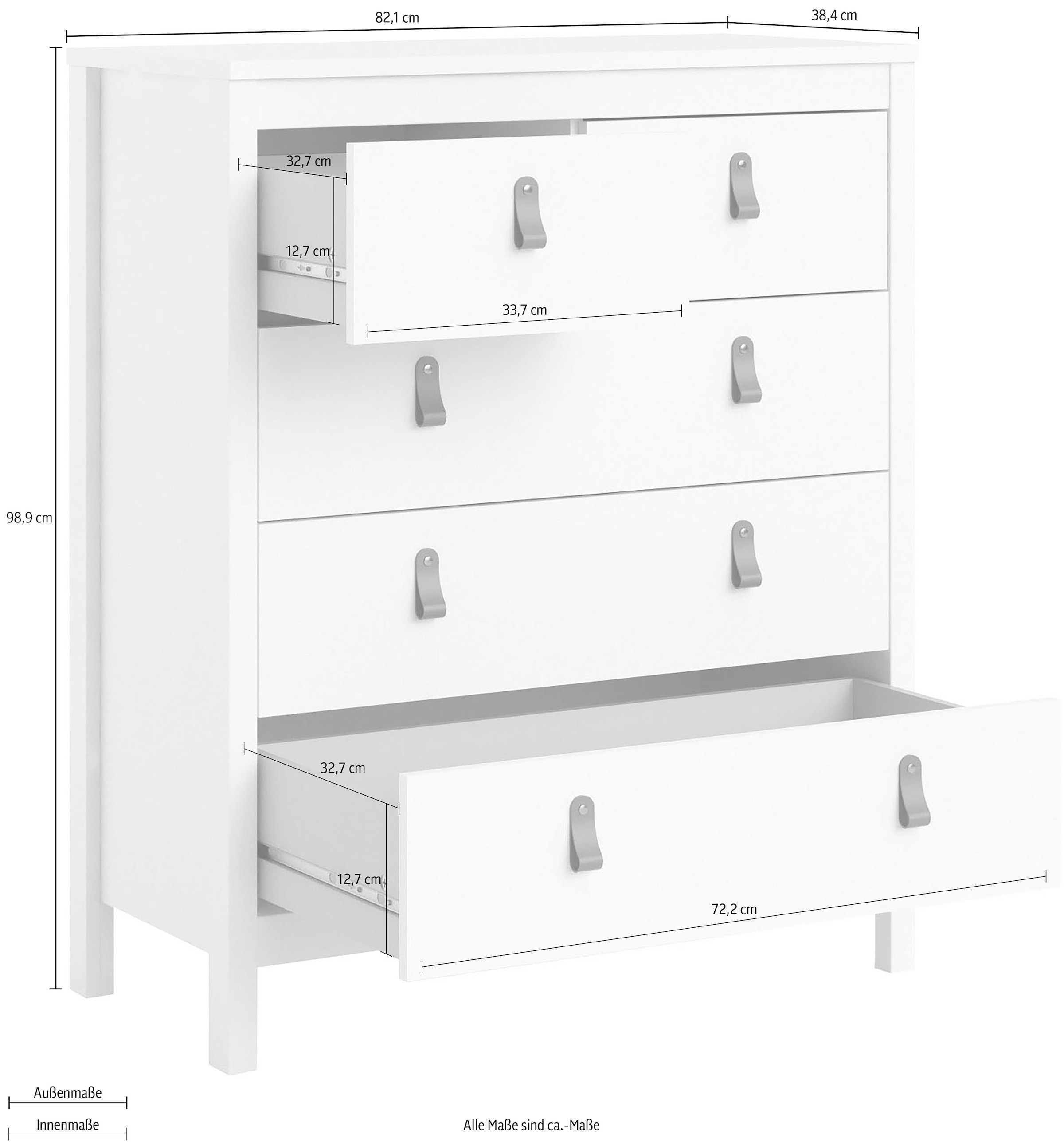 Home affaire Kommode »Madrid, Aufbewahrung, Schubladenschrank, Stauraum«, mit 5 Schubladen, Breite 82 cm, Höhe 99 cm