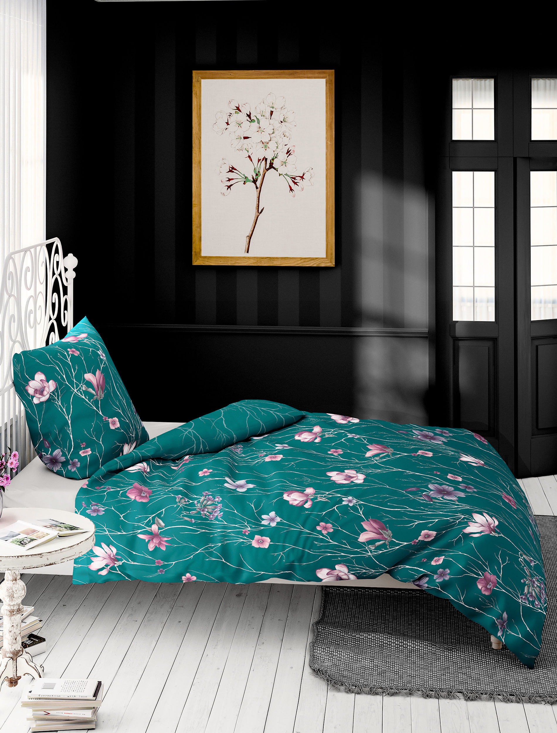 BIERBAUM Bettwäsche "Lilli" 2 Stk. Mako-Satin, 100 % Baumwolle, mit Blumen, günstig online kaufen