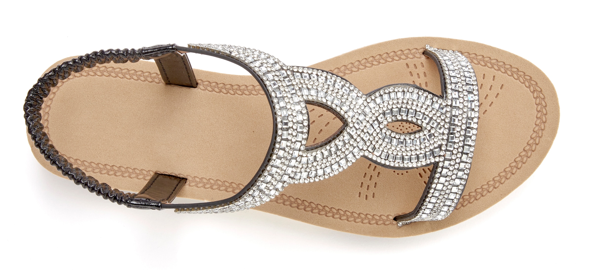 Vivance Sandale »Sandalette, Sommerschuh, offener Schuh«, mit elastischen Riemchen und Glitzersteinchen VEGAN