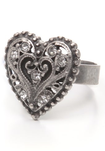 J.Jayz Fingerring »Herz, antik. romantisch«, mit Glassteinen kaufen