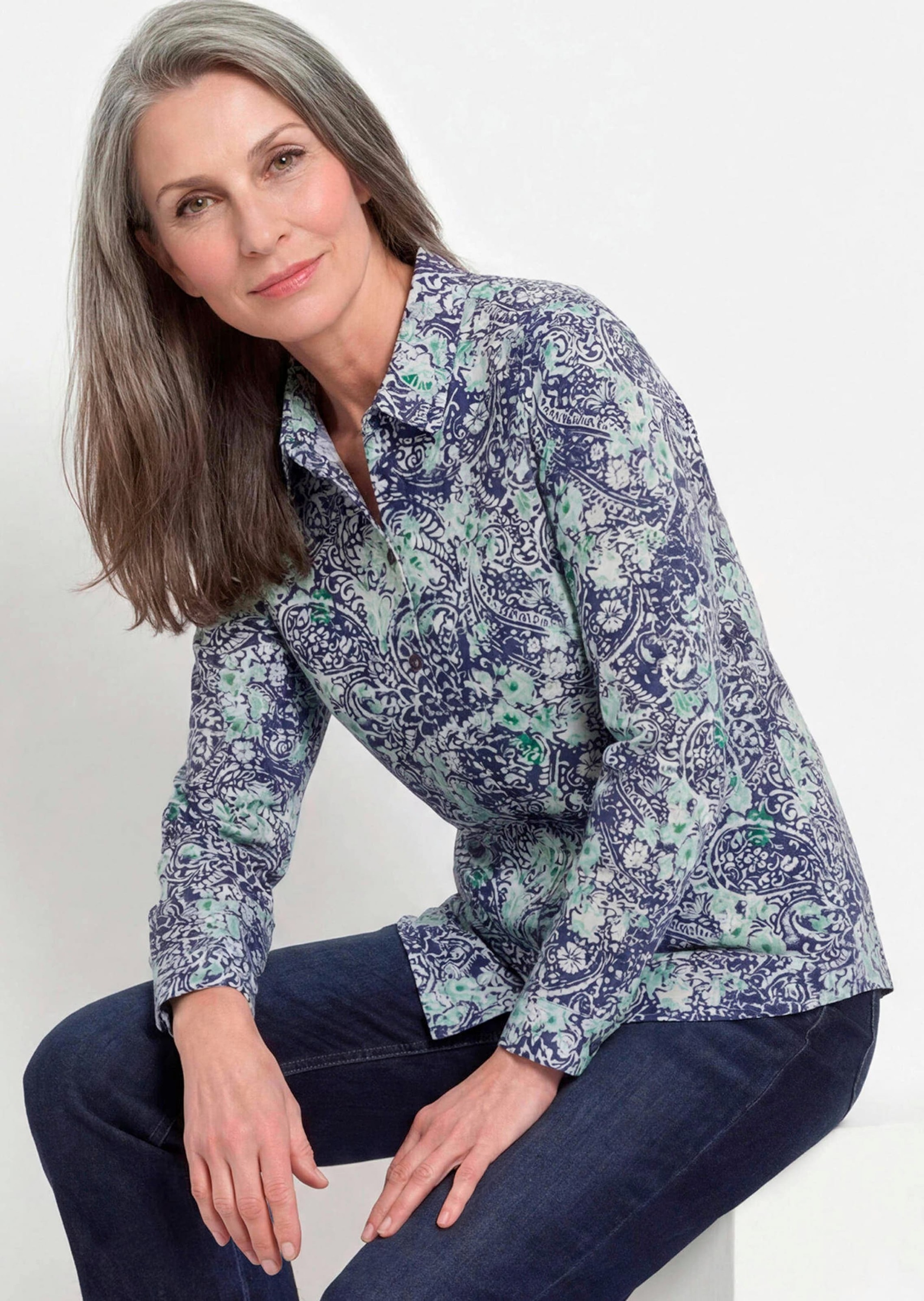 GOLDNER Hemdbluse »Hemdbluse mit Paisley-Druck« Sattel im Rückteil
