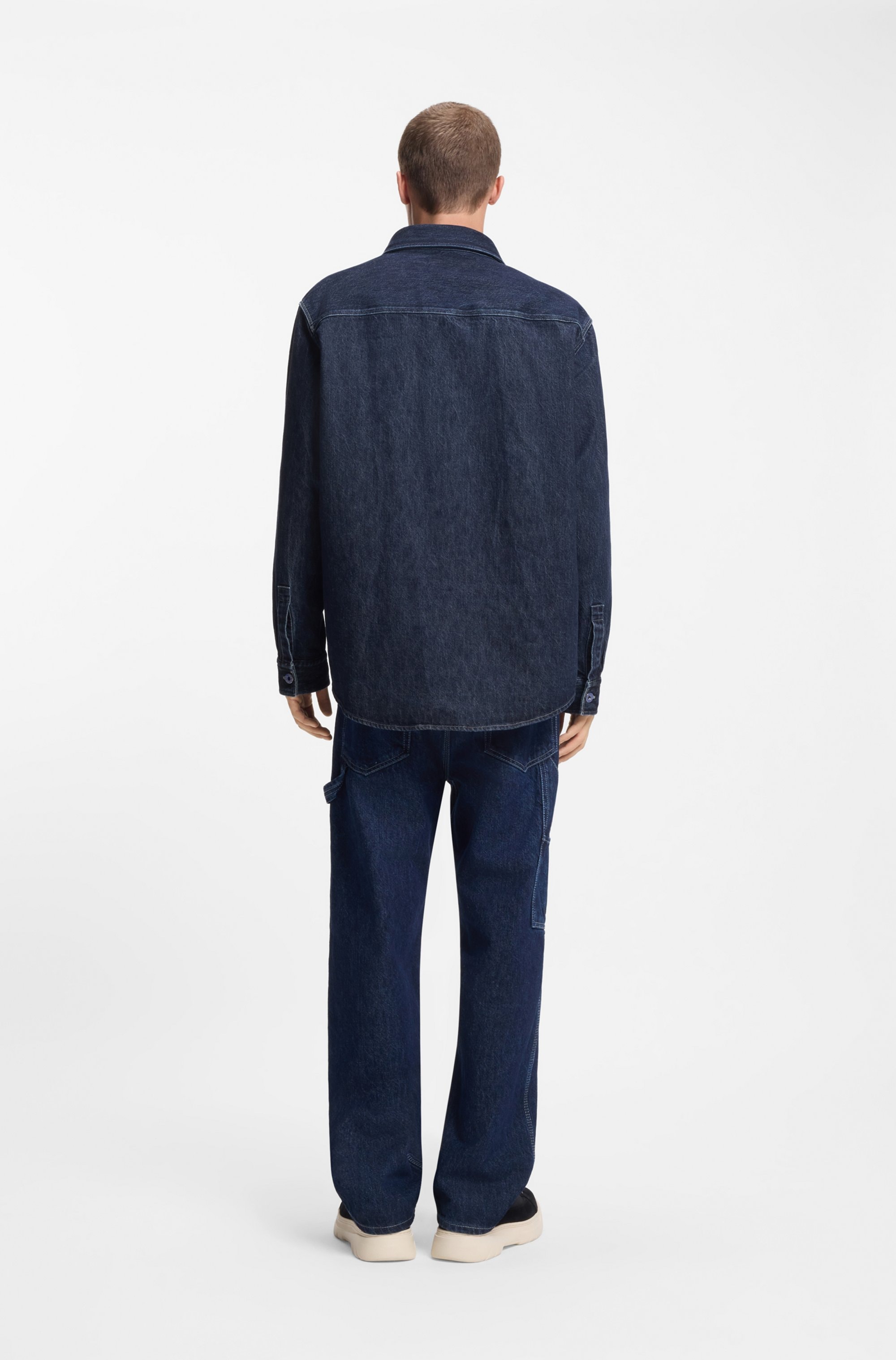 HUGO Blue Jeanshemd Oversized-Fit, Denim-Qualität, Logo-Stickerei