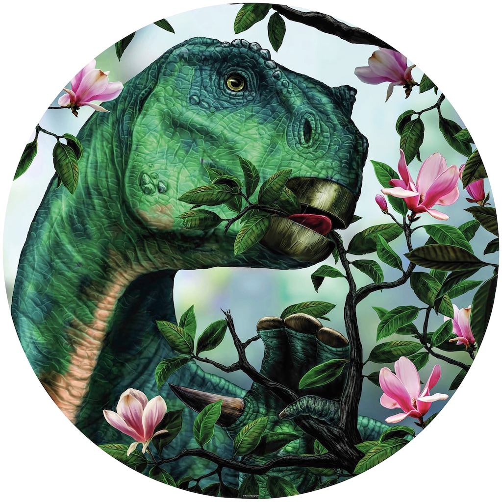 Komar Fototapete »Iguanodon eating Flowers«, bedruckt-Comic-Retro-mehrfarbig