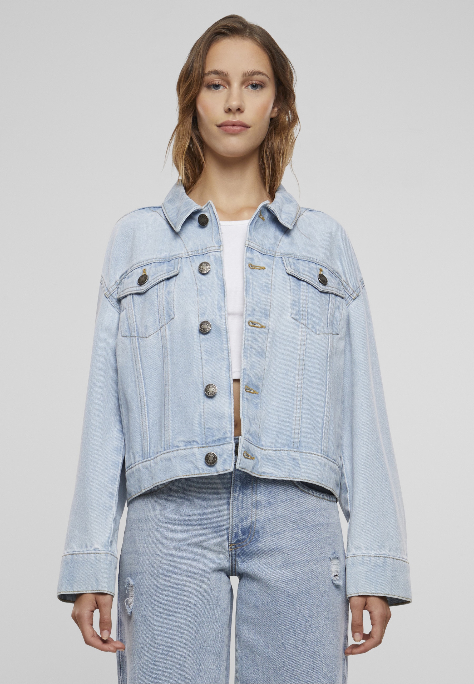 URBAN CLASSICS Jeansjacke »Urban Classics Ladies 80‘s Oversized Denim Jacket« 1 Stk. tlg. ohne Kapuze