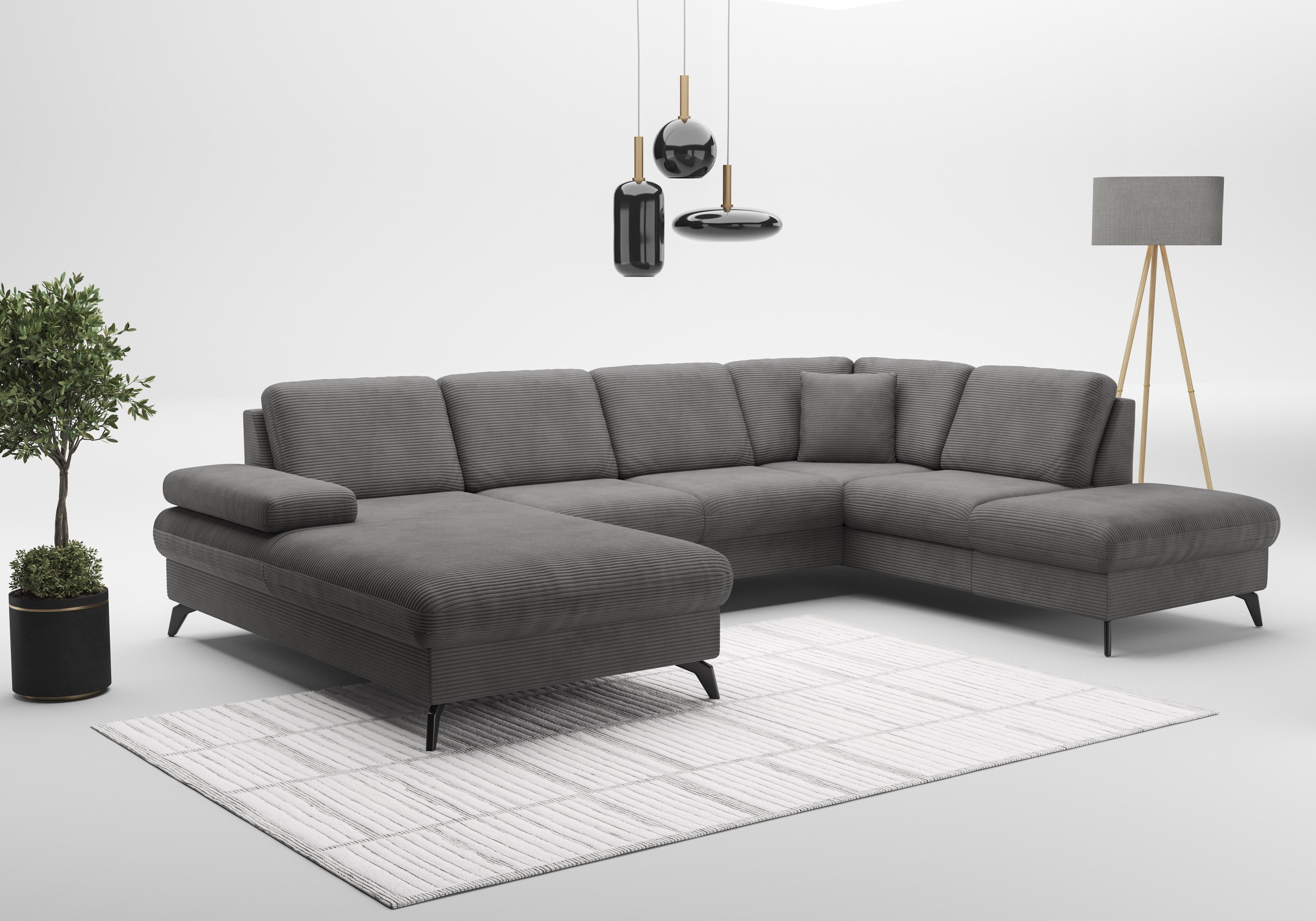 sit&more Wohnlandschaft »Morris Jubi U-Form«, inkl. Armteilfunktion und 1 Zierkissen, wahlweise mit Bettfunktion