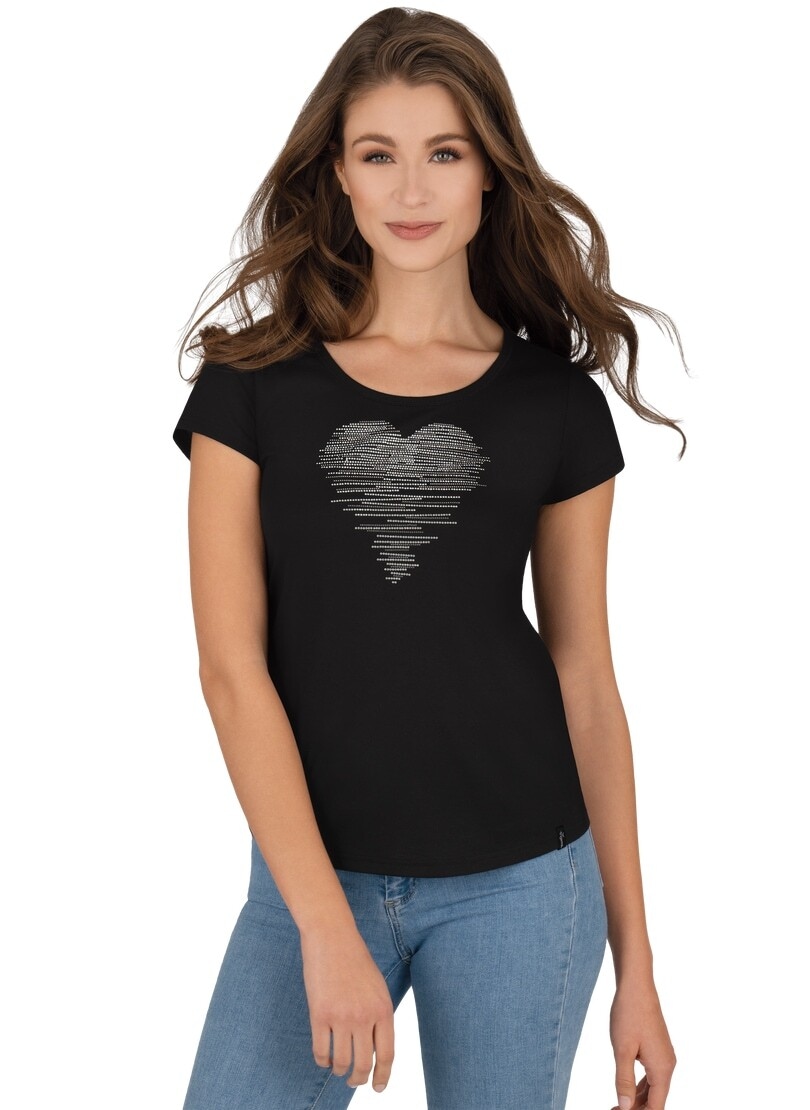 T-Shirt BAUR Trigema bestellen »TRIGEMA für T-Shirt Herz-Motiv« mit glitzerndem |