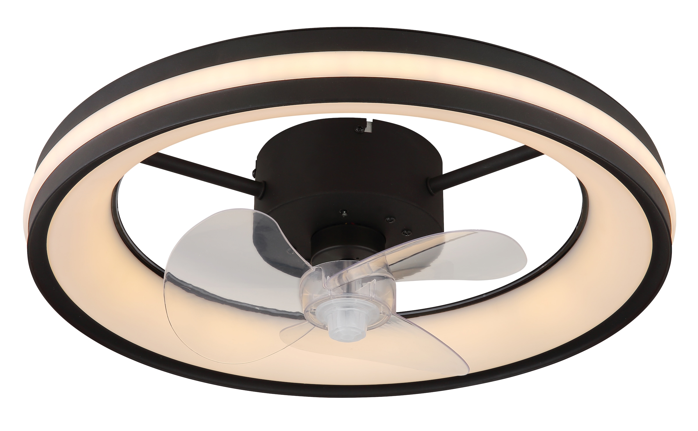 GLOBO LIGHTING Deckenleuchte »GATIAN«, Leuchtmittel LED-Modul | LED fest integriert, Ventilator/ Büro / Wohnbereich / Schlafzimmer / schwarz / rund