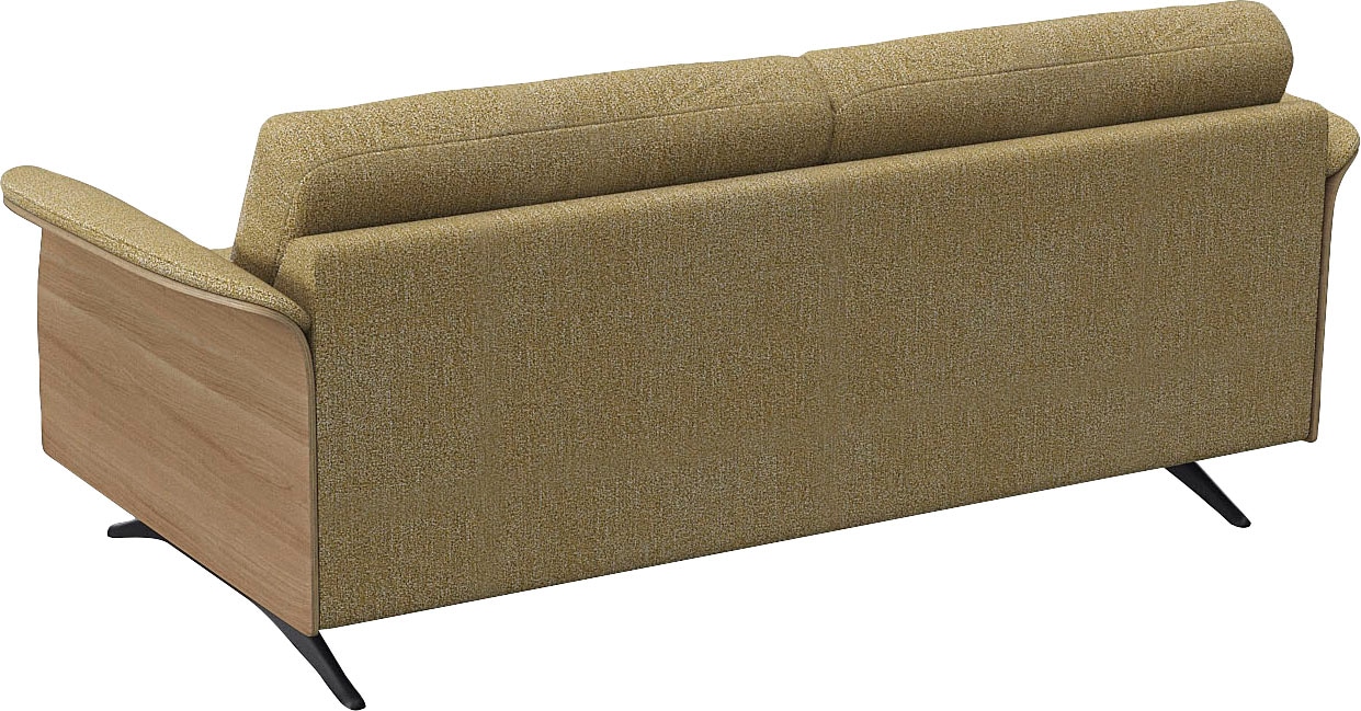 FLEXLUX 2,5-Sitzer »Glow Sofa, Couch, Premium-Sitzkomfort: Kaltschaum & Federkern«, Armlehnenblende in geölter Eiche, Fuß schwarz