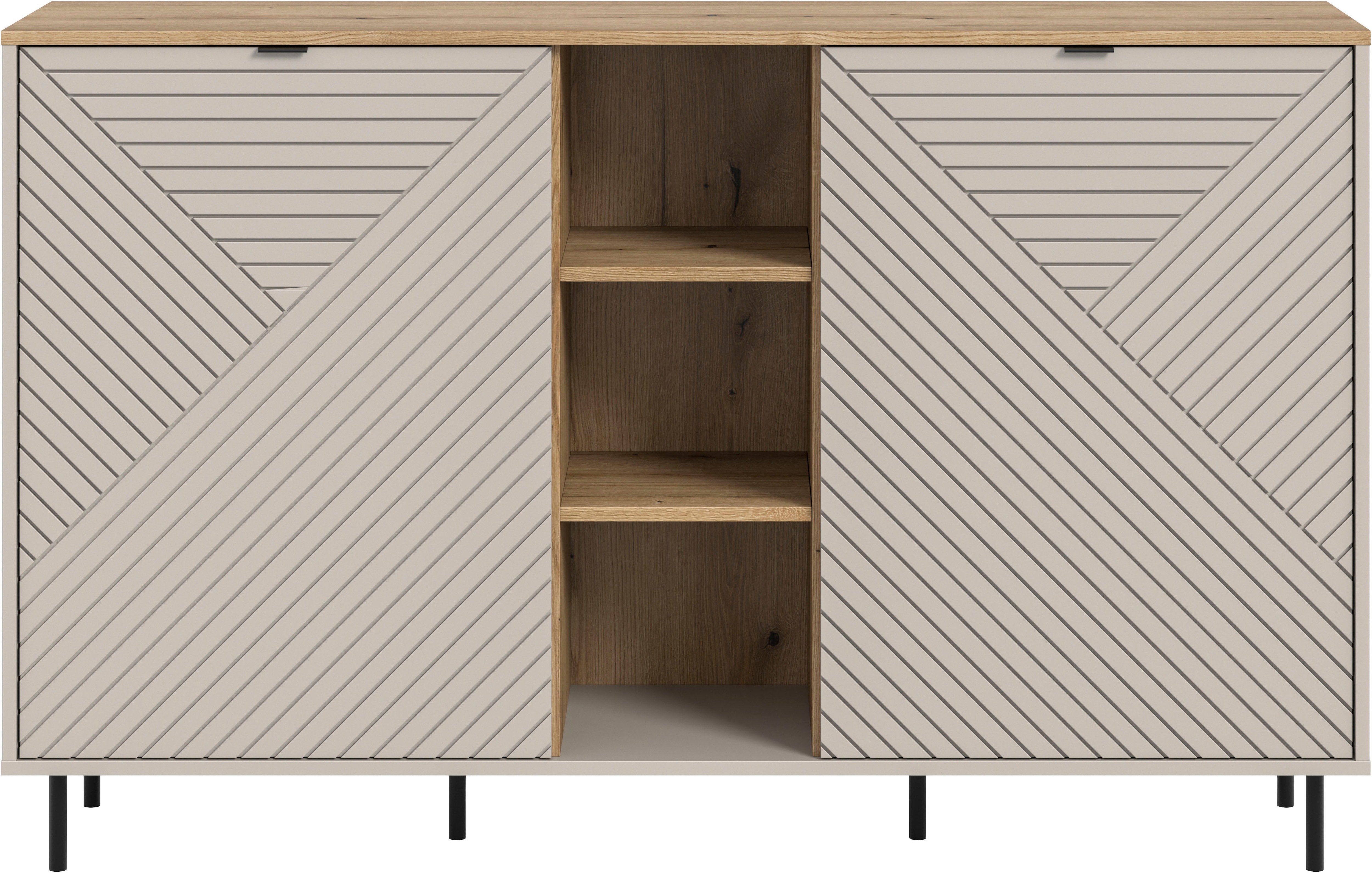 Thumbnail - Home affaire Sideboard "RAITA, Breite 154 cm, Front mit Desgin-Fräsung, 2 Türen, viel Stauraum" moderne Farbkombi, indiv...