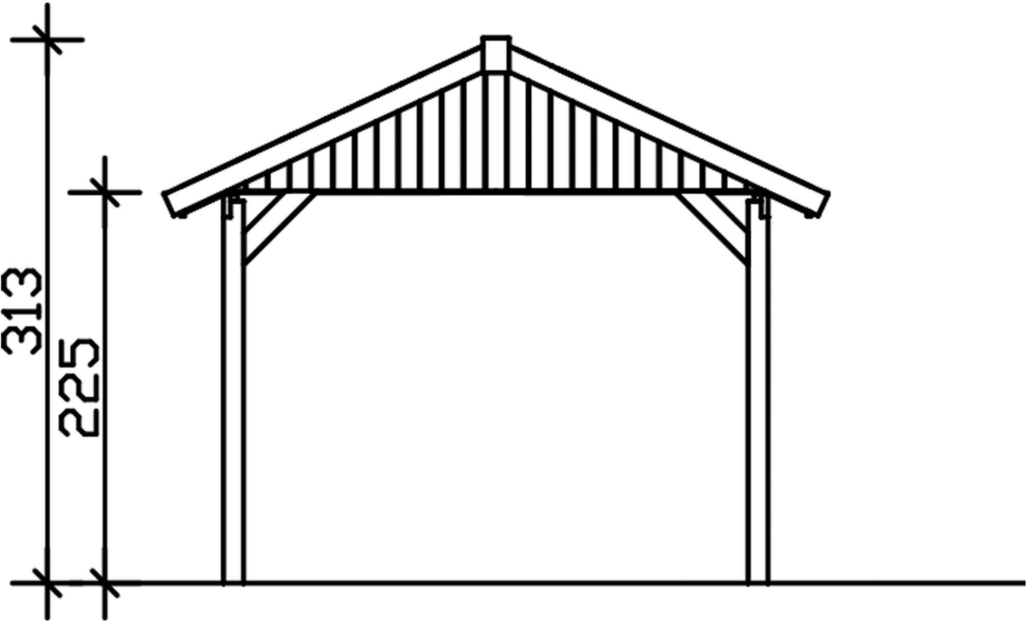 Skanholz Einzelcarport »Wallgau«, Nadelholz, 291 cm, Nussbaum, 380x600cm, schwarze Schindeln