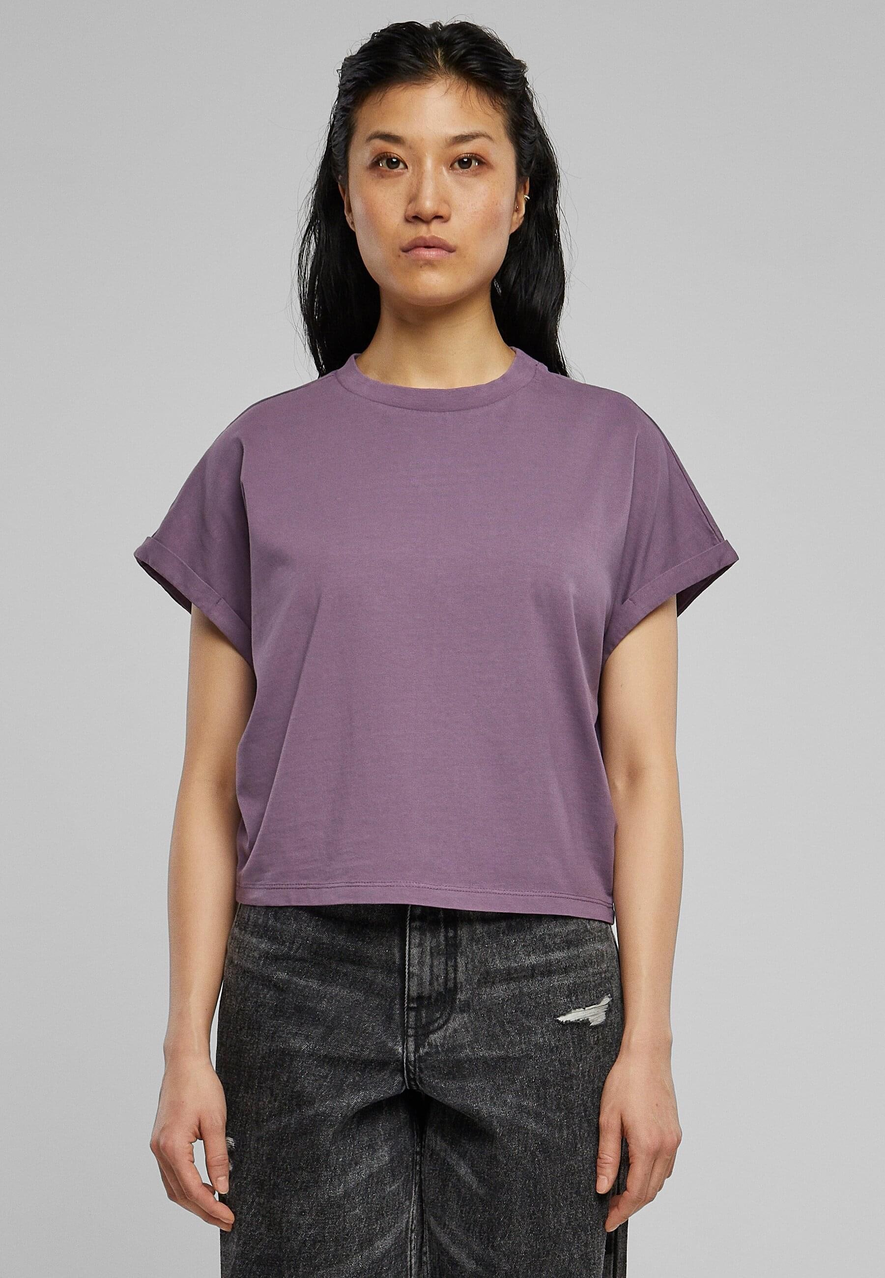 URBAN CLASSICS T-Shirt »Urban Classics Damen Ladies Short Pigment Dye Cut On Sleeve Tee«, (1 tlg.)