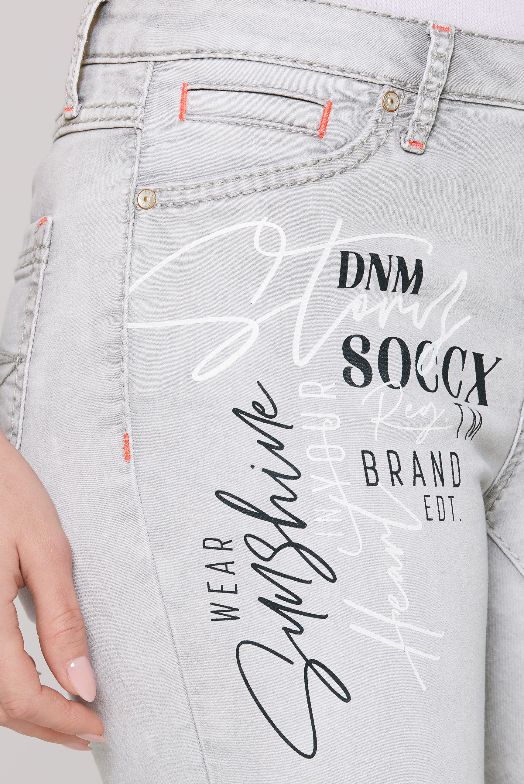 SOCCX Jeansshorts, mit Wording-Print