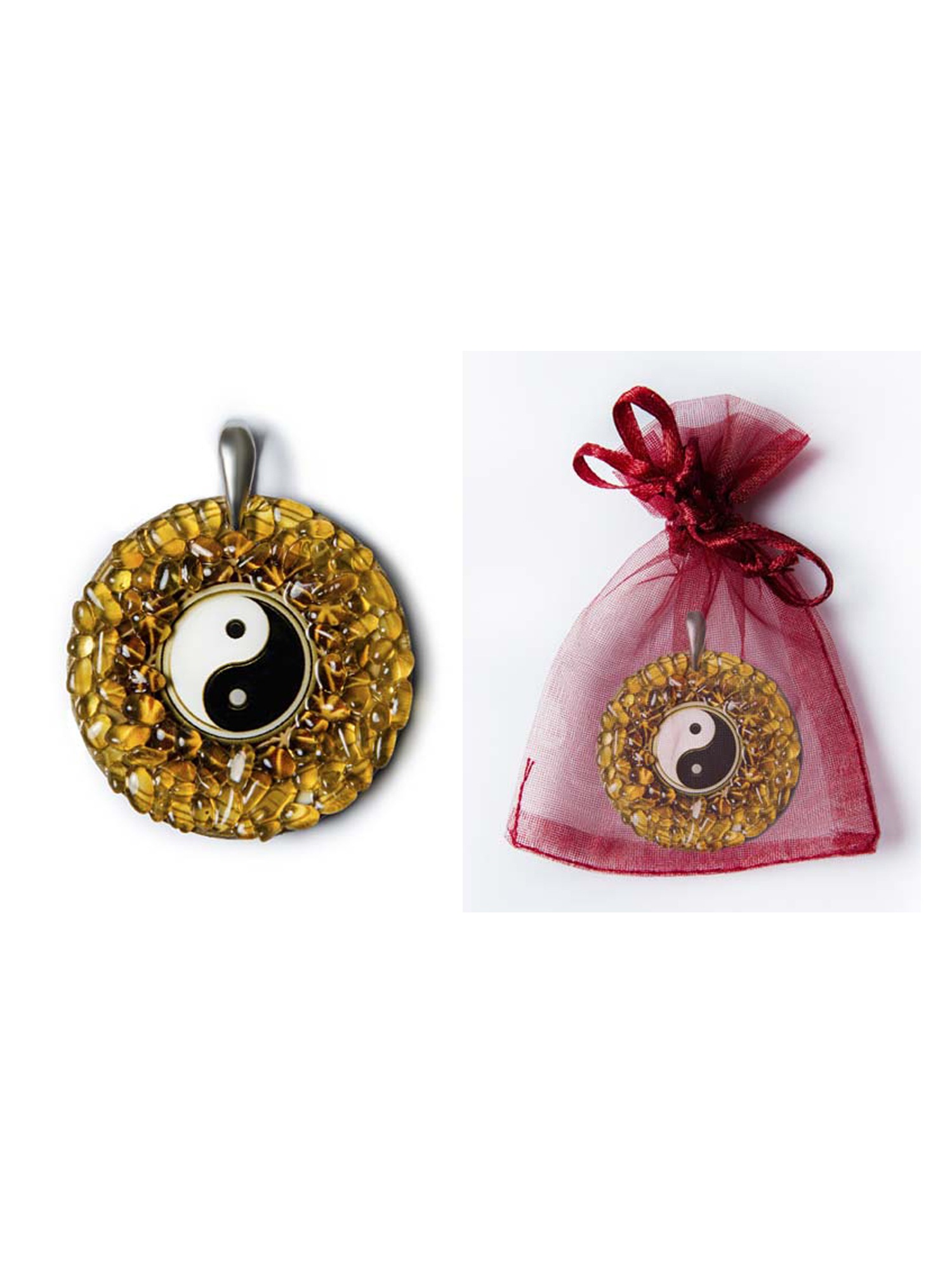 Adelia´s Amulett »Anhänger 925 Silber Bernstein Talisman«, Yin Yang - Ausgeglichenheit und Harmonie