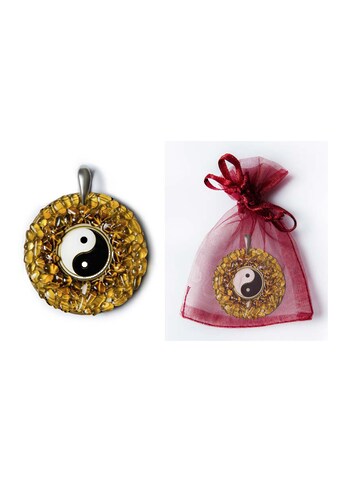 Amulett »Anhänger 925 Silber Bernstein Talisman«, Yin Yang - Ausgeglichenheit und...