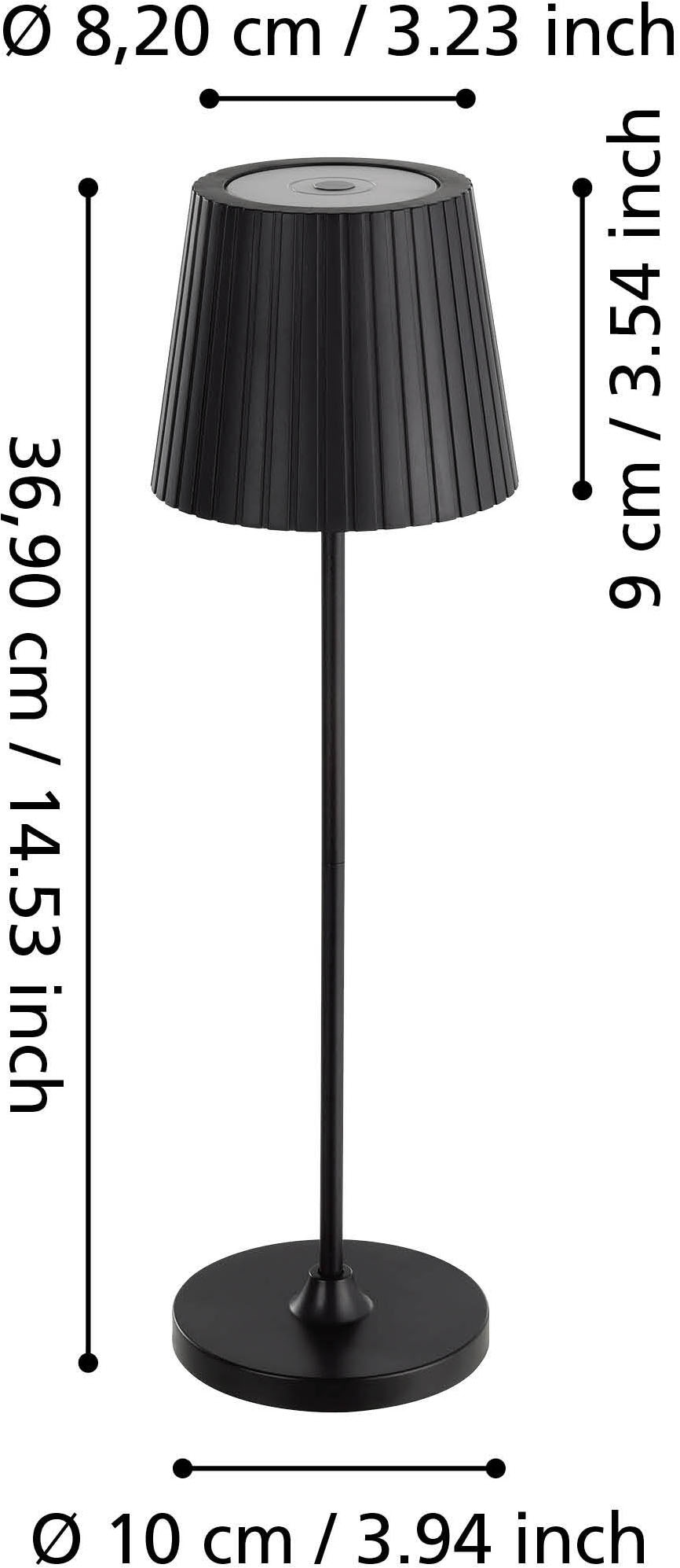 EGLO Tischleuchte »CABOZO Tischlampe - Kunststoff - LED - 3,8W - IP44« LED-Modul 1 Stk. Neutralweiß | Warmweiß Solarleuchte, Außentischleuchte, Akku, Leselampe, H37 x Ø11 cm