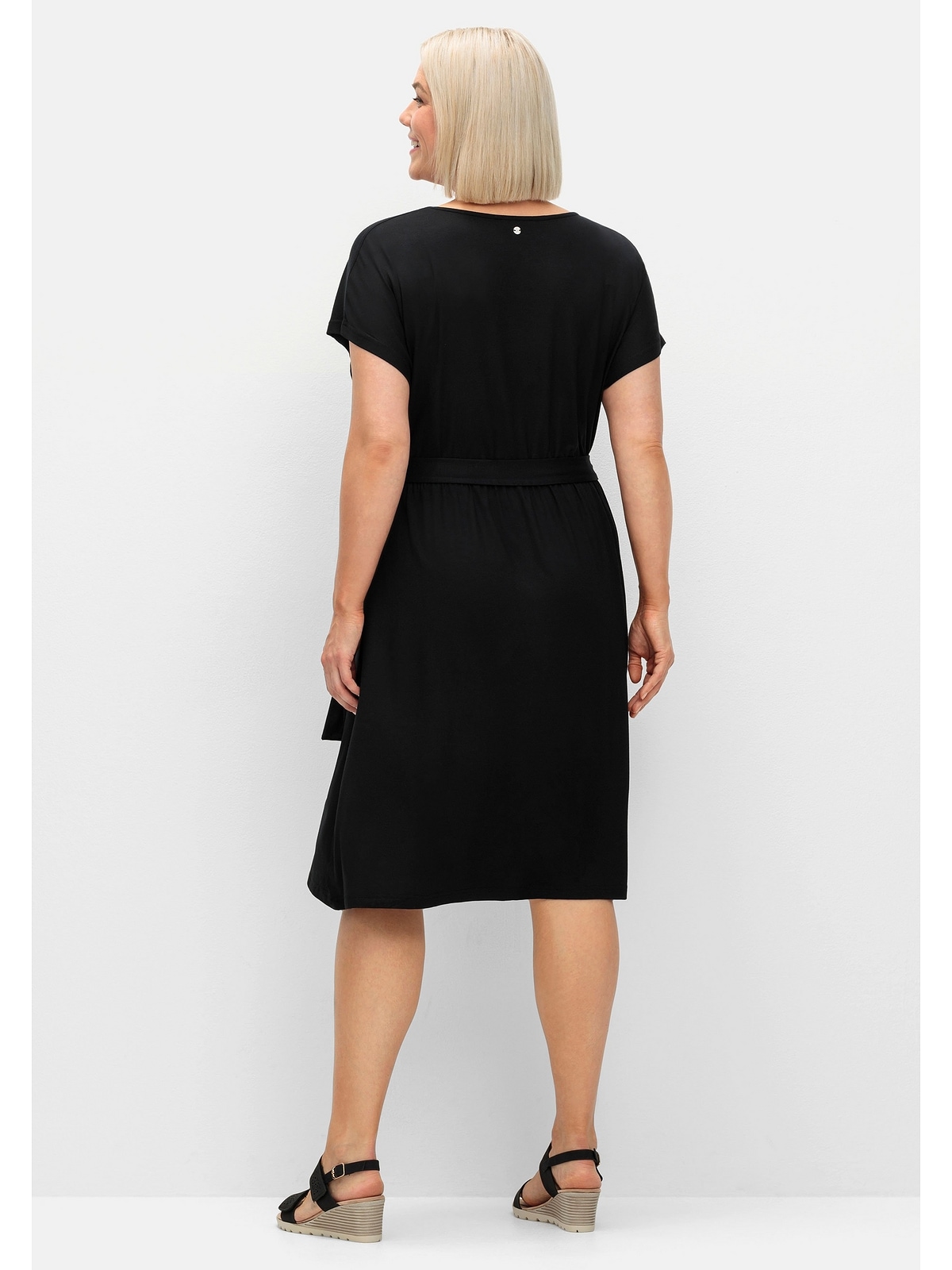 Sheego Jerseykleid »Große Größen«, in Wickeloptik, mit Taillen-Bindeband
