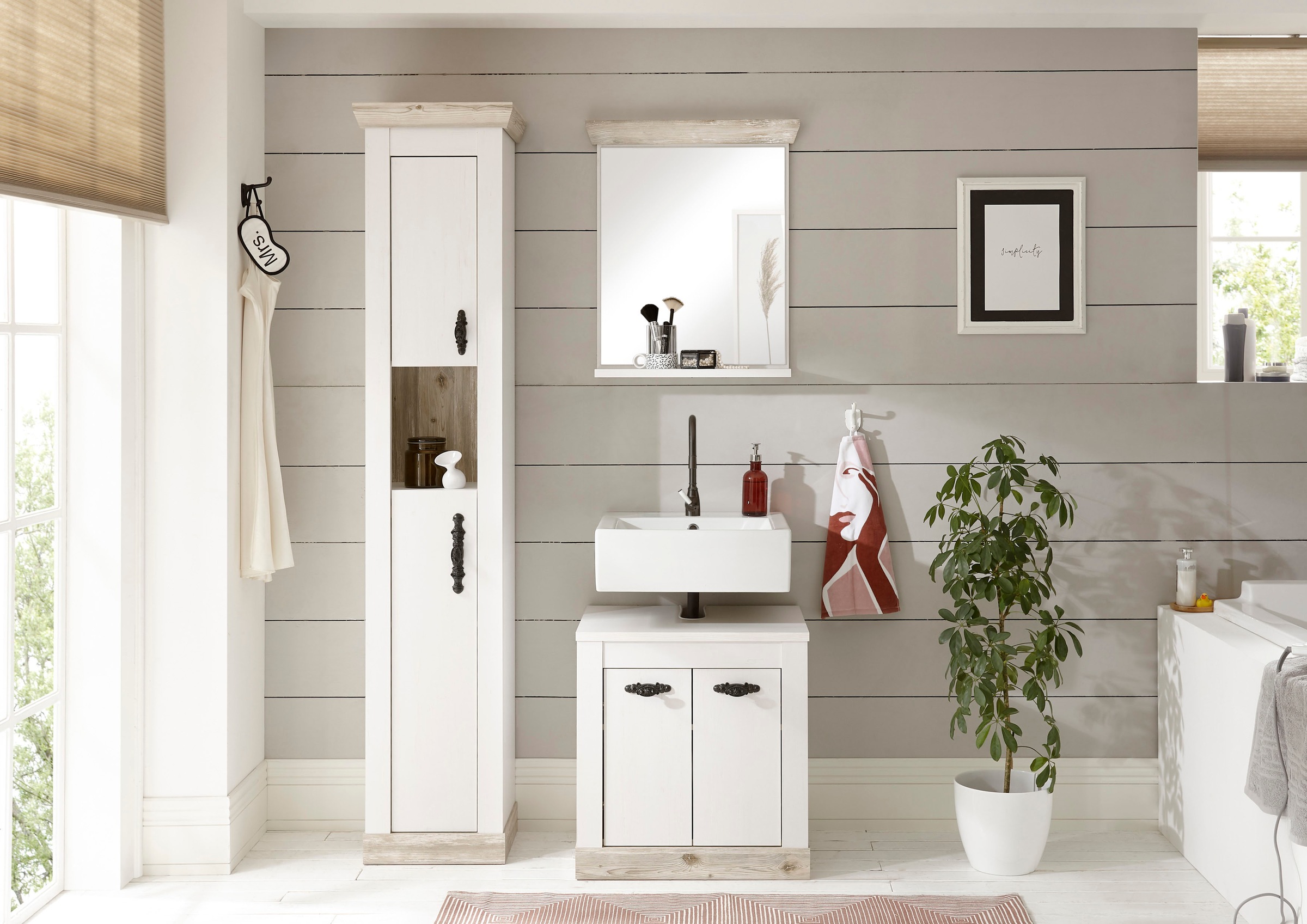 Home affaire Badmöbel-Set "Florenz, Bad im Landhausstil, 3-teiliges Badezim günstig online kaufen