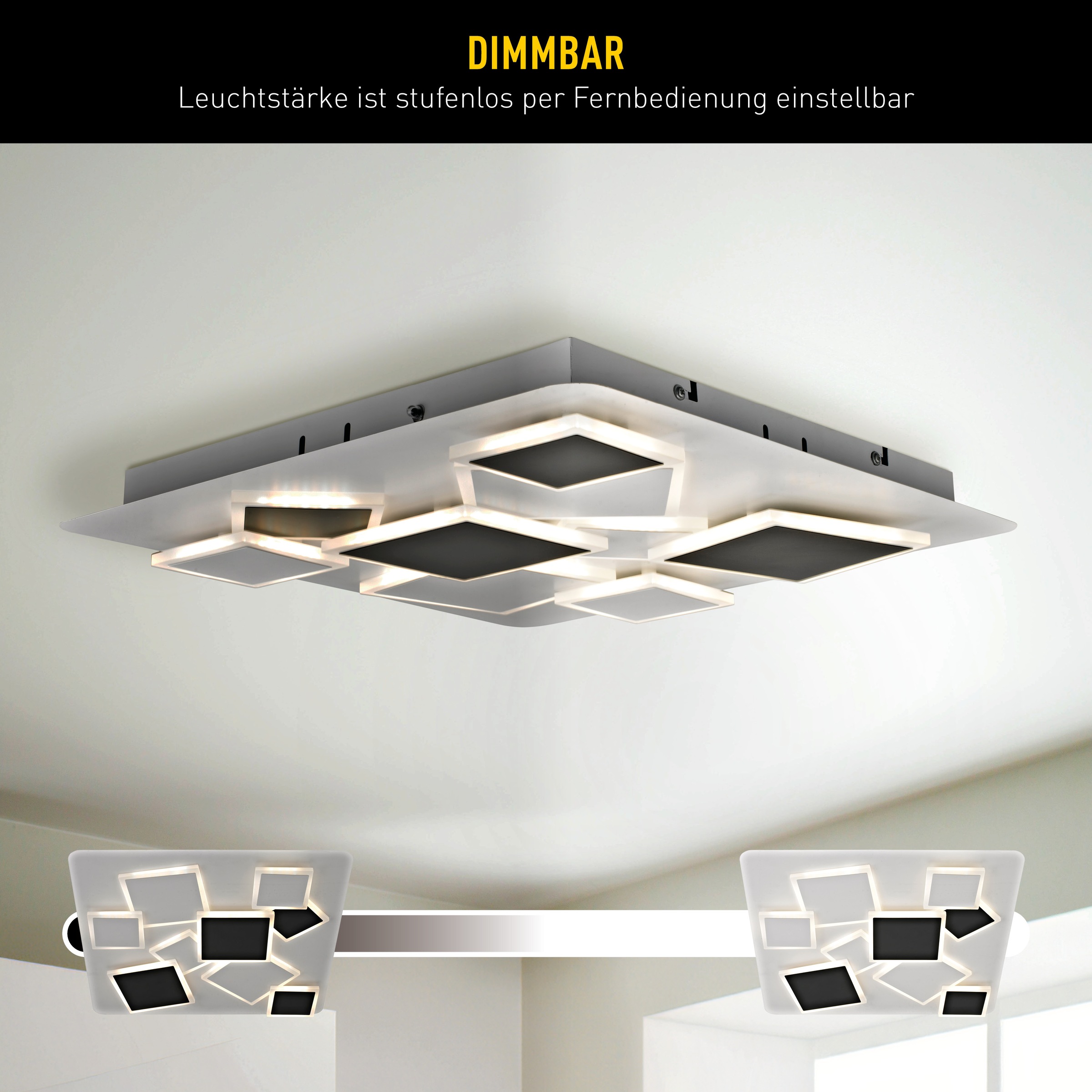 LIGHT & MORE LED Deckenleuchte »Vincent« LED-Modul 1 Stk. warmweiß - kaltweiß inkl. CCT, Memory, Nachtlicht, dimmbar, IR-Fernbedienung, L/B: 46,8cm