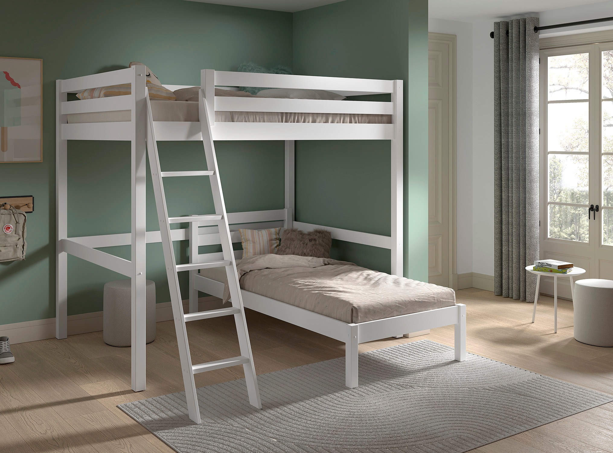 Vipack Hochbett "mit 2 Liegeflächen 140+90/200 Made in Europe, Kiefer massi günstig online kaufen