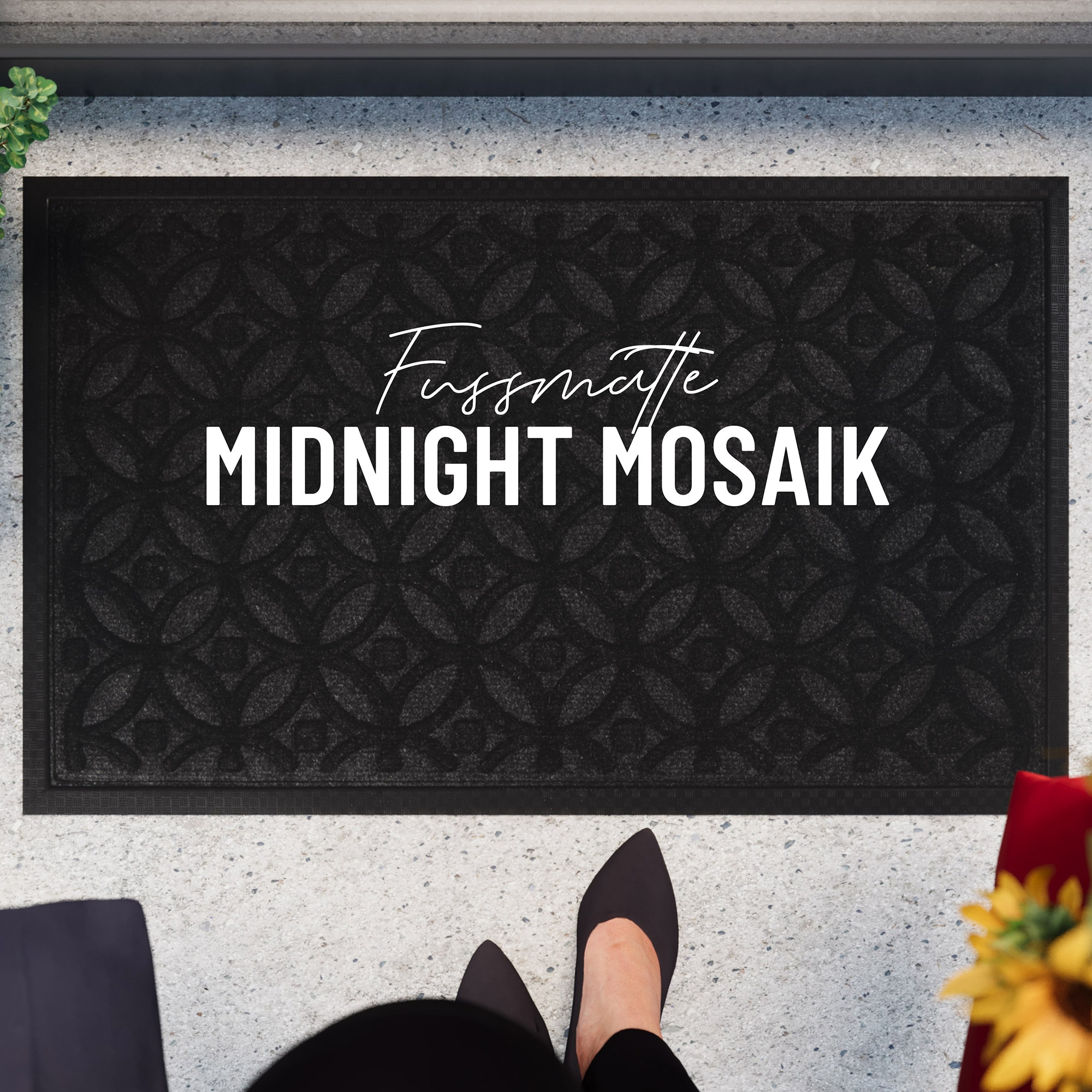 Wecon home Fußmatte »Midnight Mosaic«, rechteckig, 4 mm Höhe, pflegeleicht, rutschfest, Ornamente, Innen & Außen, Schmutzfangmatte