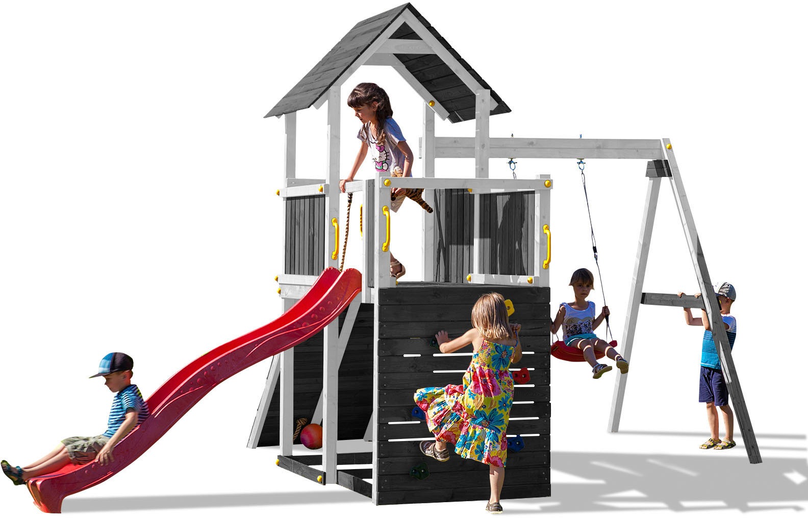 FUNGOO Spielturm »CAROL 3 Grey White«, mit Schaukel & Rutsche