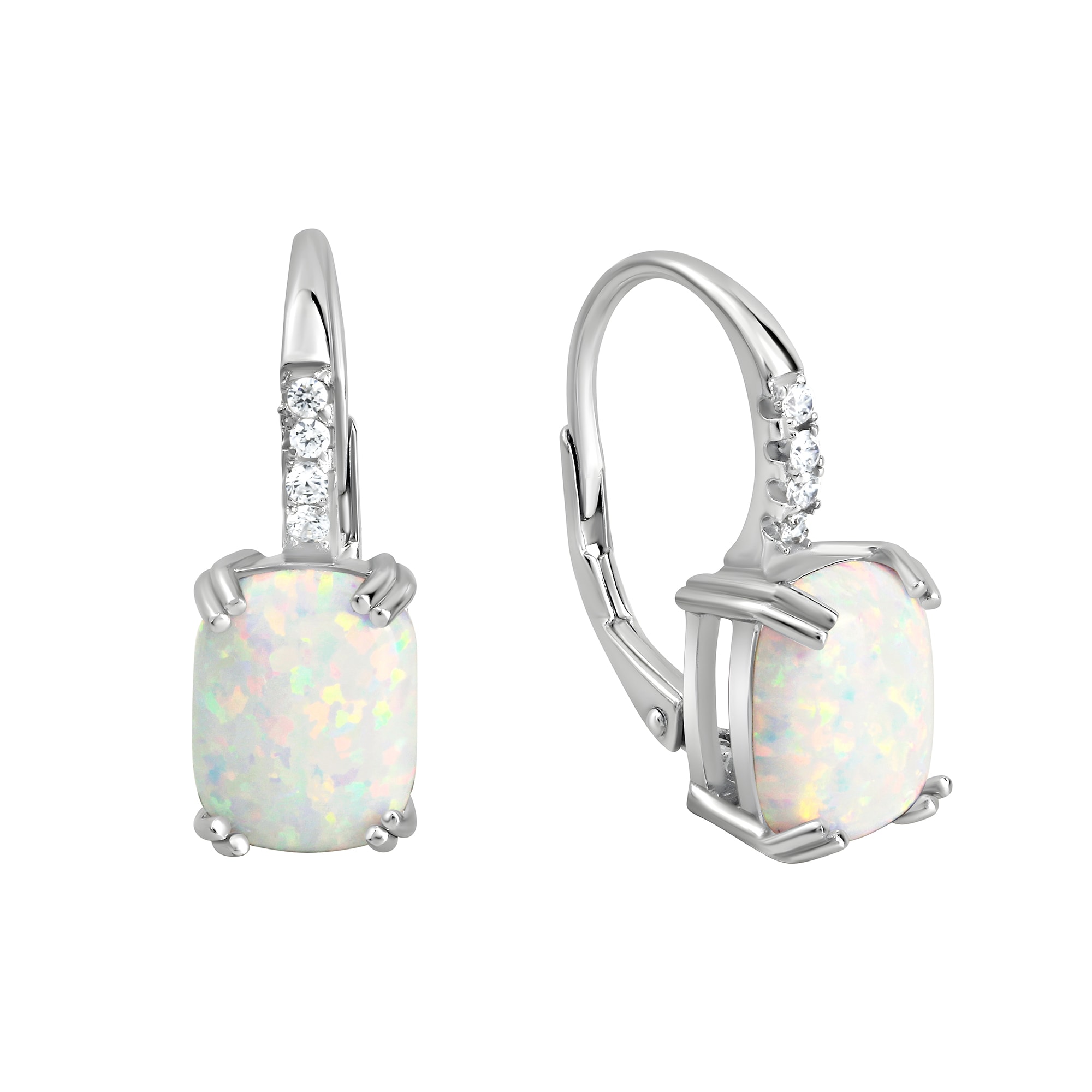 Vivance Sterling Silver Synthetic Opal Zirconia Earrings White One-Size