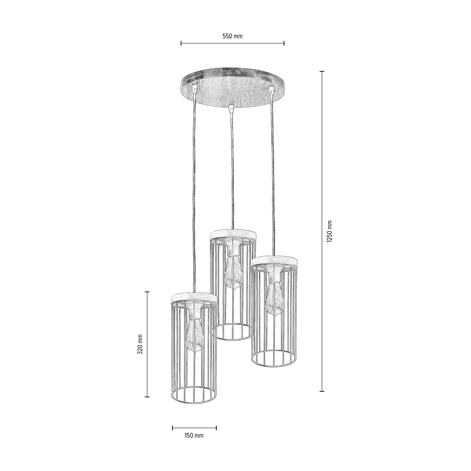 BRITOP LIGHTING Pendelleuchte »TIMEO WOOD MAX«, 3 flammig, Leuchtmittel E27 | ohne Leuchtmittel, Hängeleuchte, Trendiger Schirm aus Metall, mit Echtholz