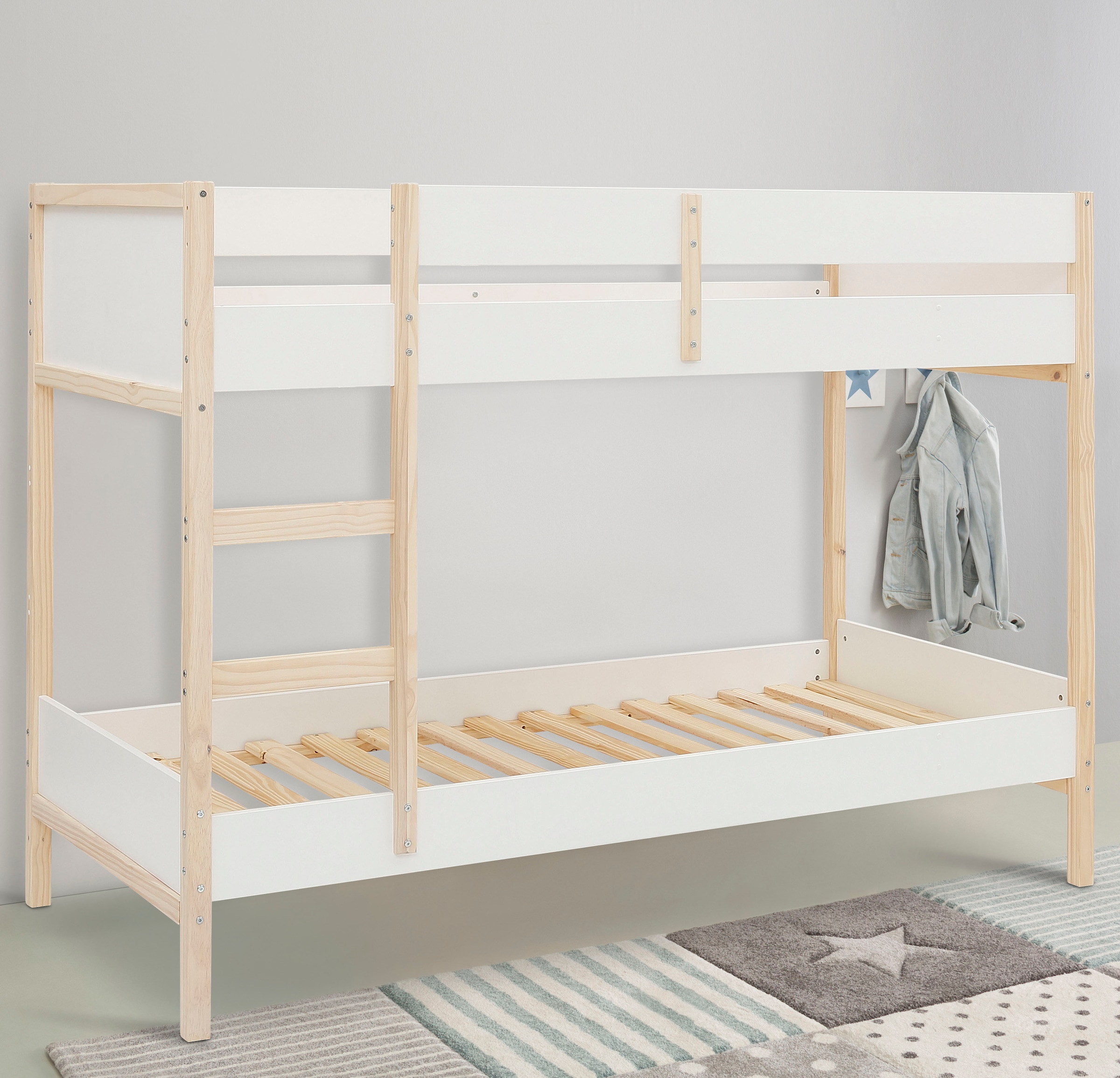 OTTO home Etagenbett "Janne" Kiefernholz, Etagenbett, inklusive Holzleiter, günstig online kaufen