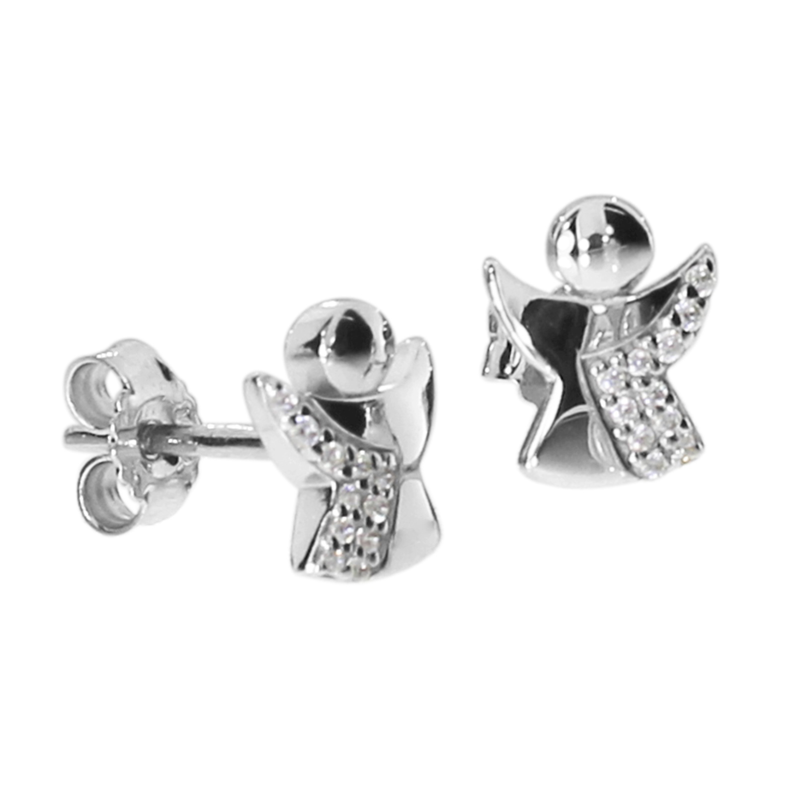 Paar Ohrstecker OSTSEE-SCHMUCK "Ostsee-Schmuck Ohrstecker kleiner Engel Ohrstecker kleiner Engel", weiß, Ohrringe, Damen, 8 x 7mm, Silber 925 (Sterlingsilber)