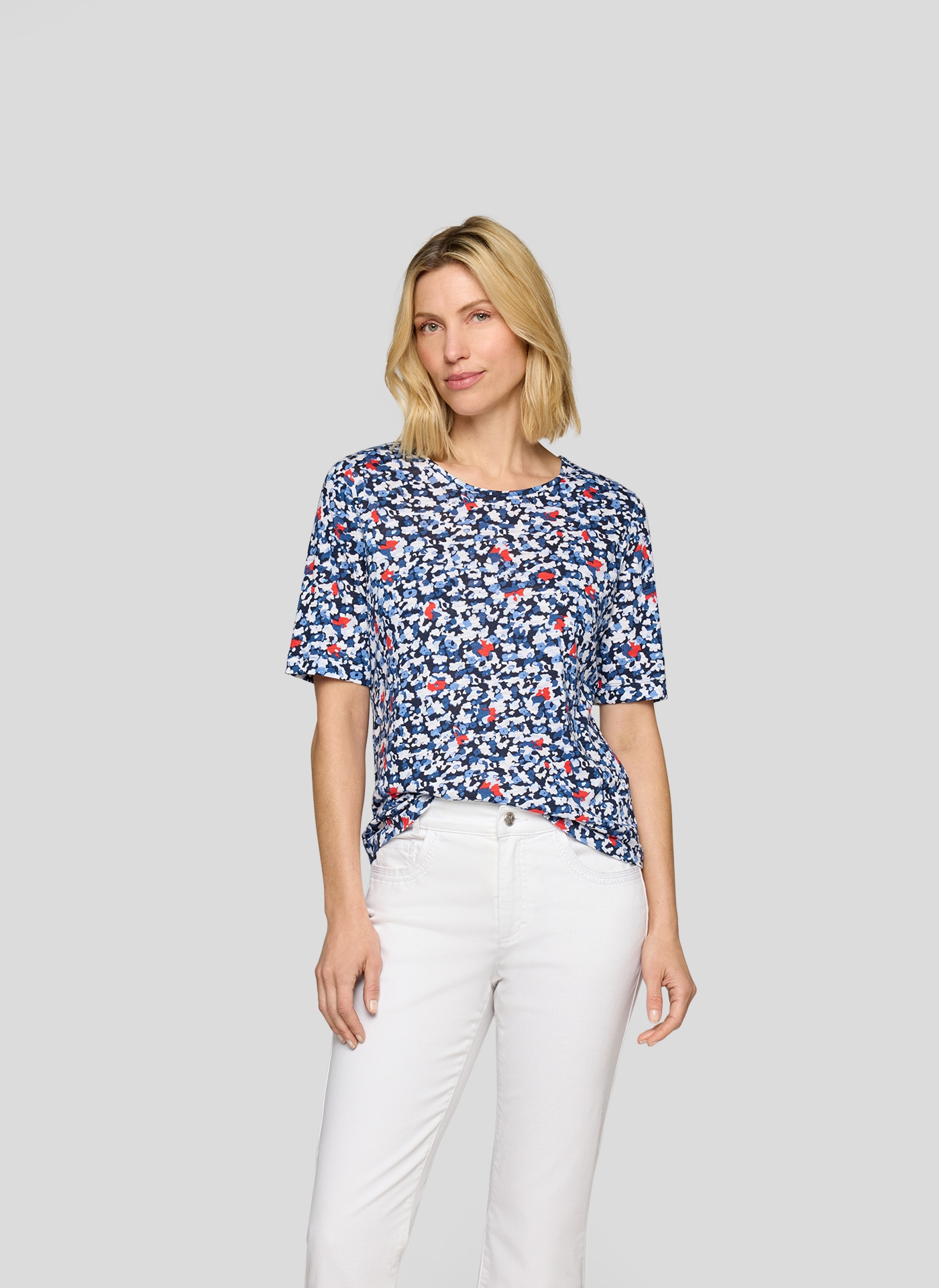 Rabe T-Shirt, gemustert und mit Viskose