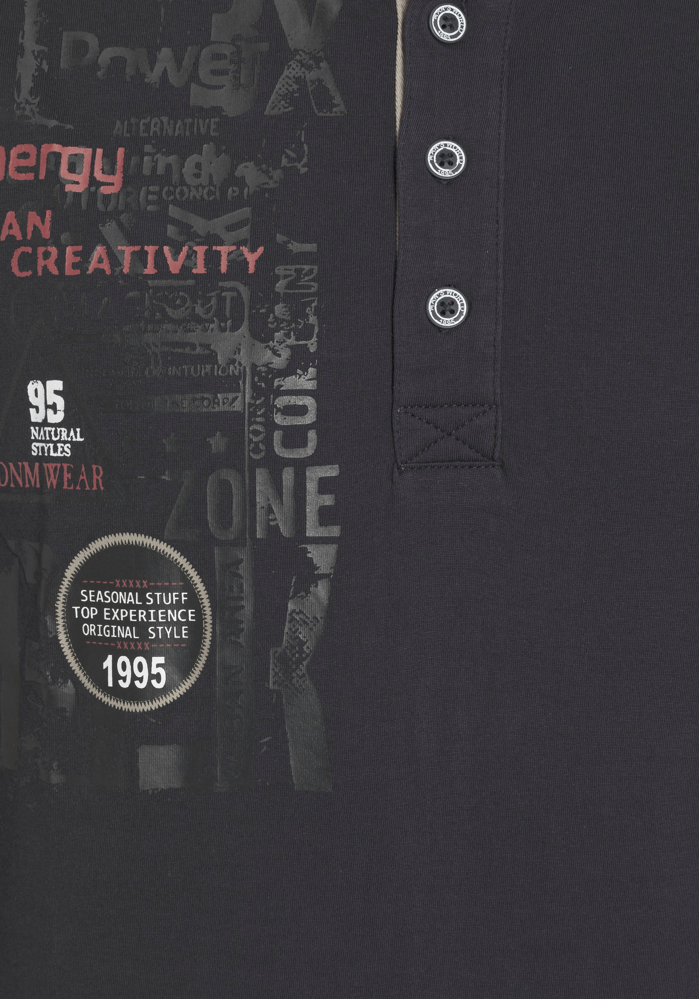 Thumbnail - Mans World Henleyshirt Kurzarm, lässige Passform, bedruckt, Rundhals, casual