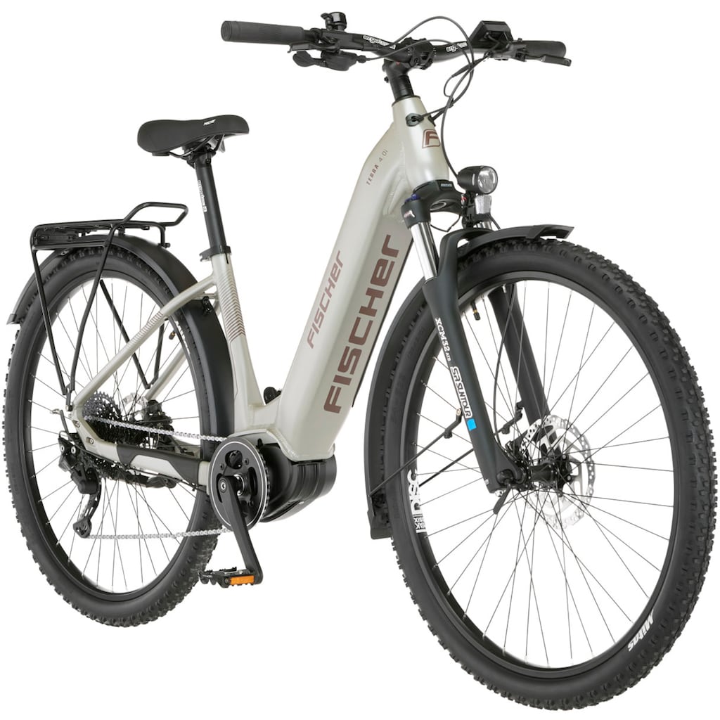 FISCHER Fahrrad E-Bike »TERRA 4.0i 43«, 10 Gang, Shimano, Deore, Mittelmotor 250 W, (mit Fahrradschloss)