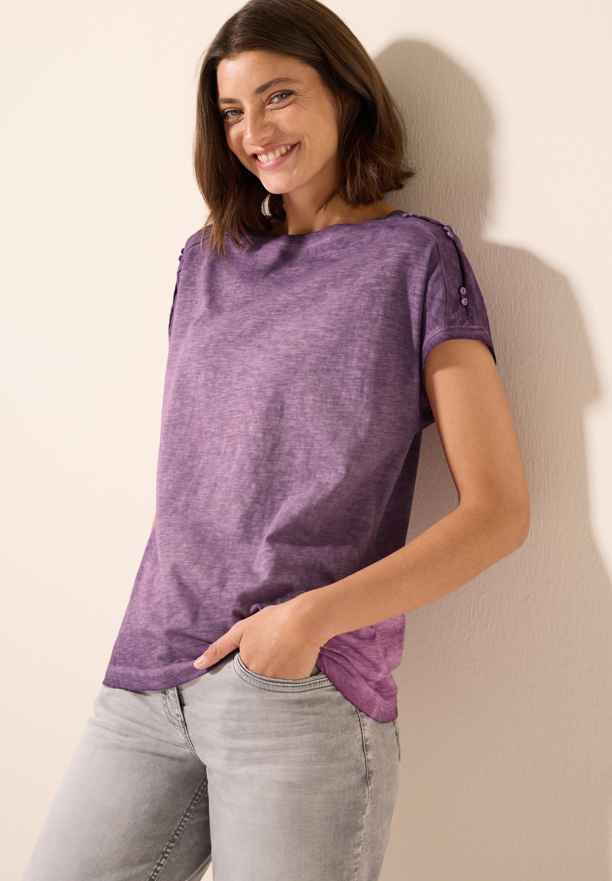 Cecil T-Shirt, mit Knopfdetail günstig online kaufen