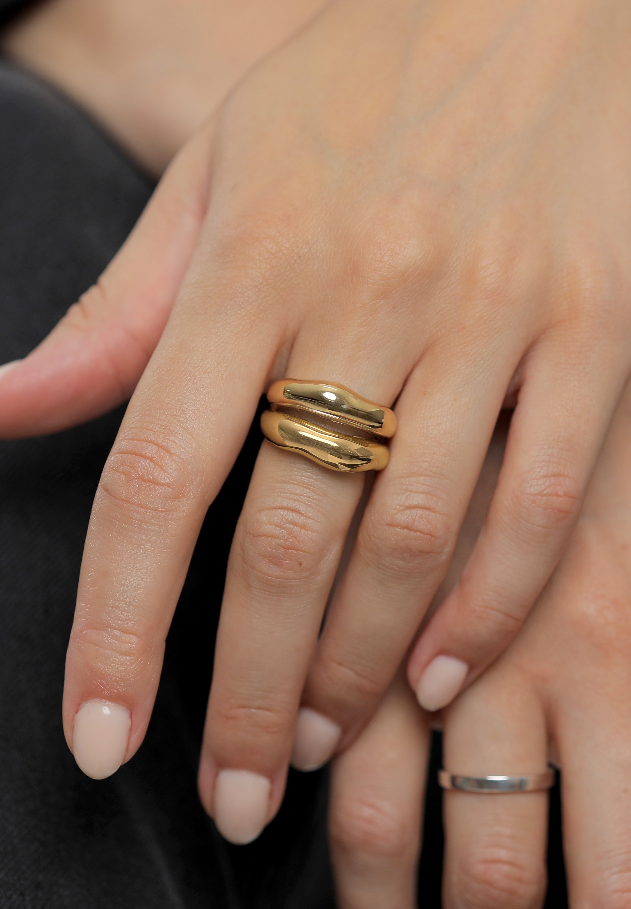 Elli Premium Silberring »Ring Bandring Bicolor Organic Look 925 Sterling Silber vergoldet«