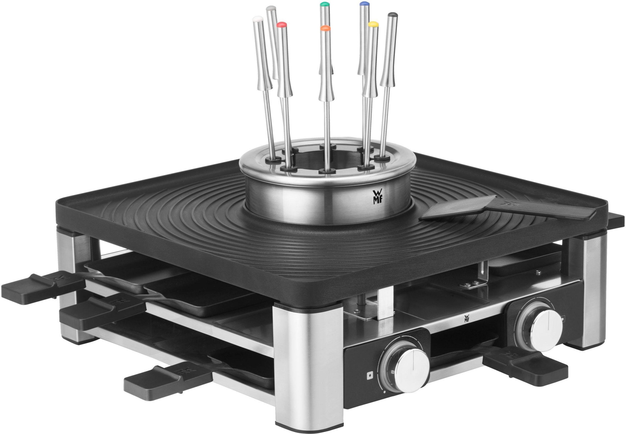 WMF Raclette »Lumero Gourmet Station 3-in-1«, 8 St. Raclettepfännchen, 1800 W, Spritzschutz, spülmaschinengeeignet, antihaftbeschichtet