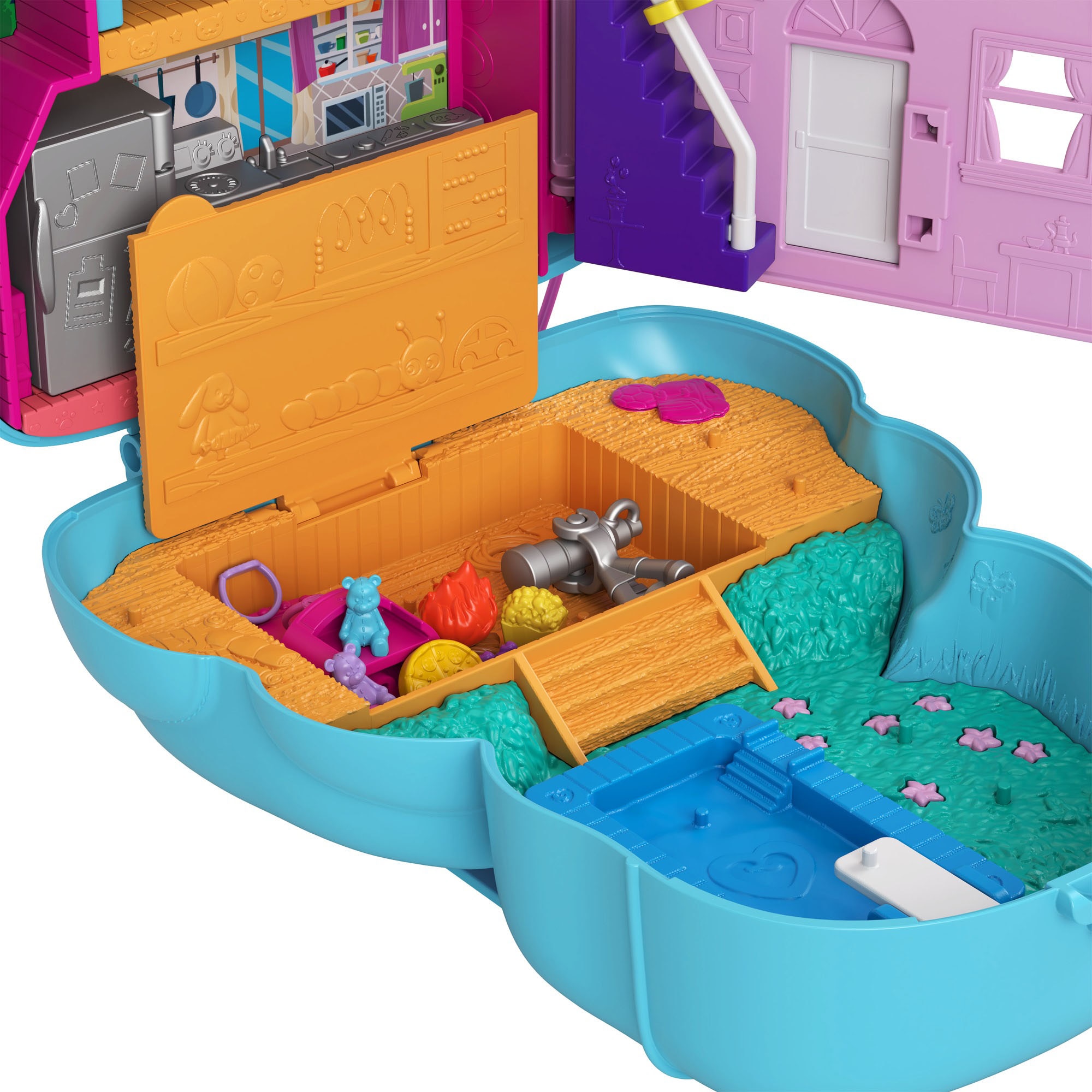 Polly Pocket Spielwelt »Sleepover Teddybär-Tasche«, mit 2 Figuren und Zubehör
